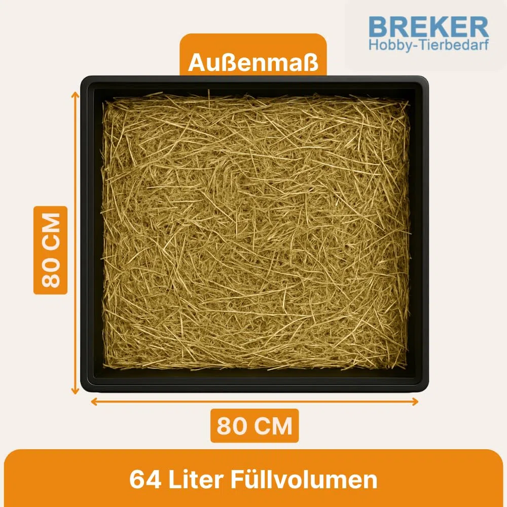 Breker Kunststoffwanne 80x80cm [geeignet als Kotwanne] 64 Liter Fassungsvolumen | Allzweckwanne | Plastikwanne | Schwarz