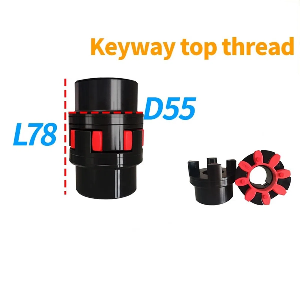 Flexibler Verbinder D55 L78 Backen-Flexible Kupplung 14 mm bis 28 mm Innenloch Spinnen-Pflaumenkupplung Motor-Kugelumlaufspindel-Wellenkupplung Klemmverlängerung(20X20mm)