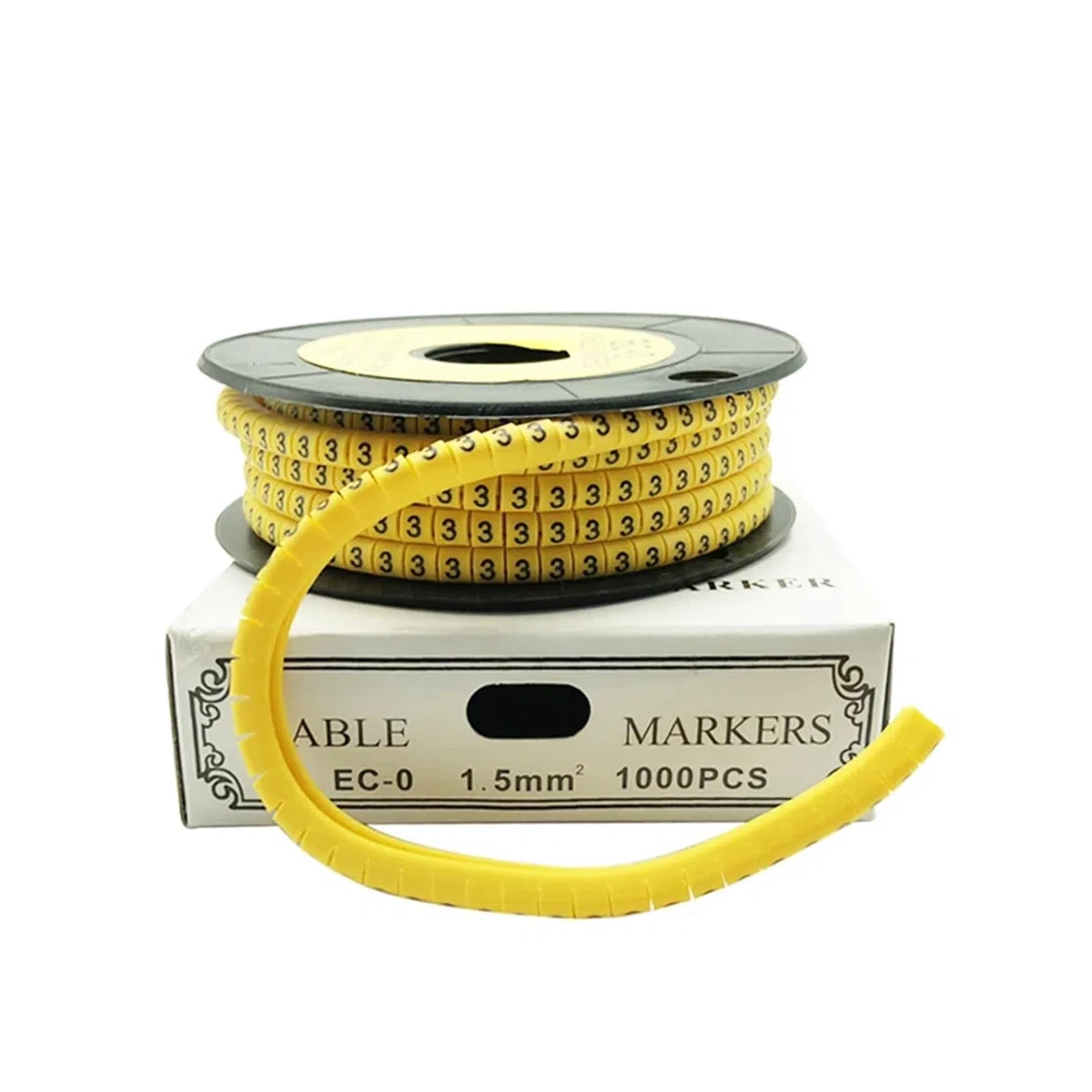 Kabelmarkierung 1 Rolle Nummernröhre EC-0.1 EC-0 EC-1 EC-2 EC-3 EC-5 Quadratische Nummernröhre Kabelmarkierung Bunte Markierung Draht M Nummer 0 bis 9(Number 0,EC-3-6mm)