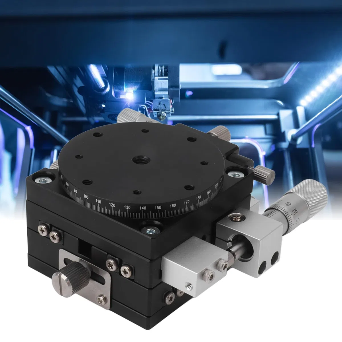 Manuelle Lineare Positionierung, Manueller Linearer Positionierungstisch, Manueller Positionierungstisch, XYR 3-Achsen-Mikrometerlager-Tuning-Plattform-Schiebetisch für