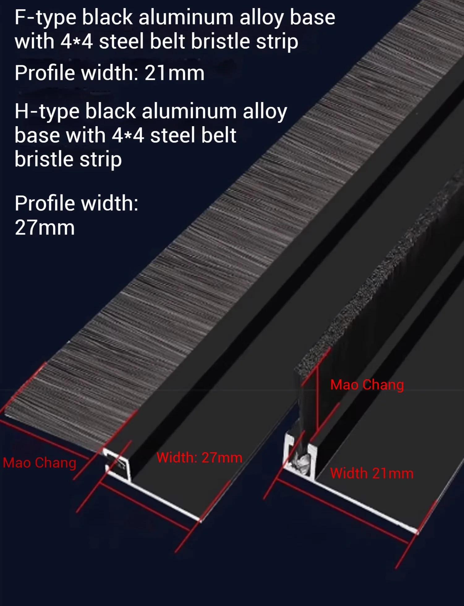 Schwarze Streifenbürste aus Aluminiumlegierung, Türbürste fegt Dichtung Garagen-Rolltor-Unterbürste Aluminiumhalterung Einfache Montage(F,85mm)