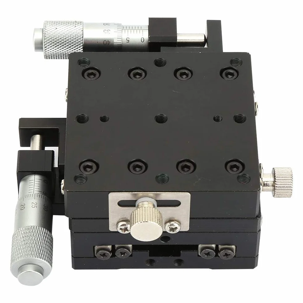 Lineartisch, 60x60x40mm SEMY60-AS Mikrometer Manueller Schiebetisch Trimmplattform Kreuzrollen-Lineartisch Geeignet für Labor-Präzisionsinspektion, manuelle Linearstufen