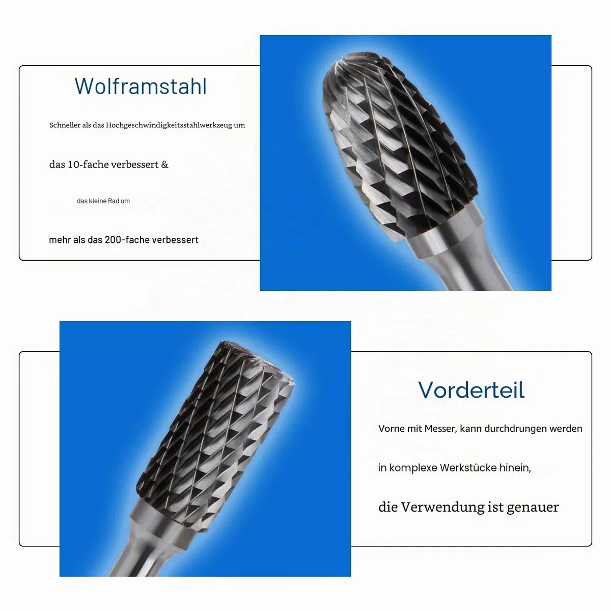 ASNOMY Wolframcarbid fräser – 5 Stück Raspel Set 10mm Hartmetall Rotary Frässet Frässtifte für Schneidschleifer, Metallschnitzen, Polieren, Gravieren, Bohren mit 6 mm Schaft Fräser-Bit-Set