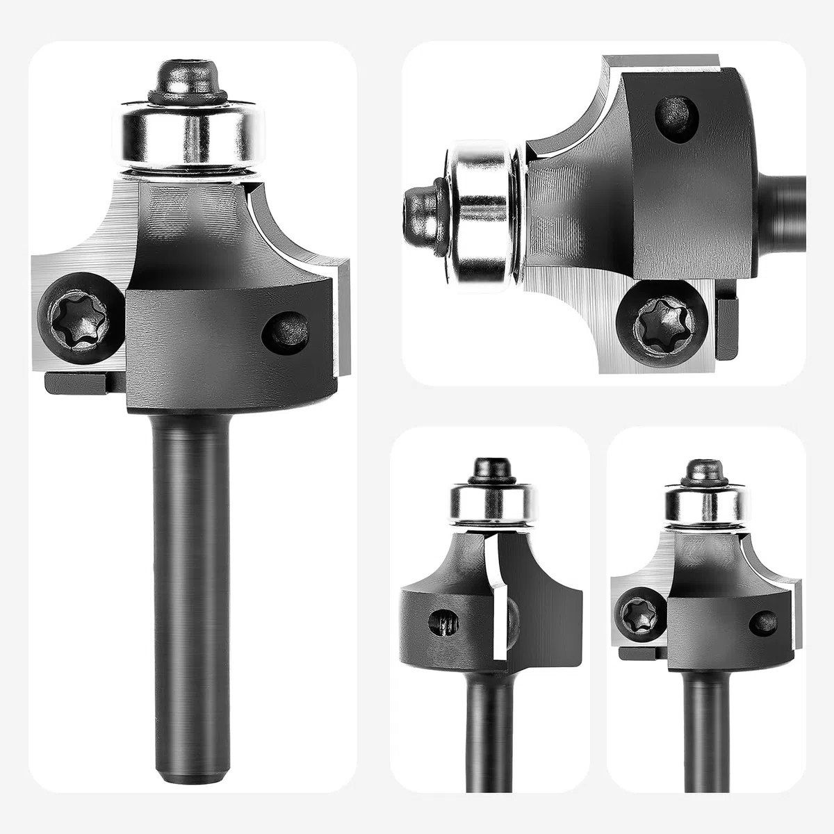 SpeTool Abrundfräser 8mm Schaft Wendeplatten Radiusfräser mit Kugellager Radius 8mm Austauschbare Fräser für Oberfräse CNC Rundfräser mit Hartmetall HW Wendemesser Fräskopf für Oberfräse für Holz