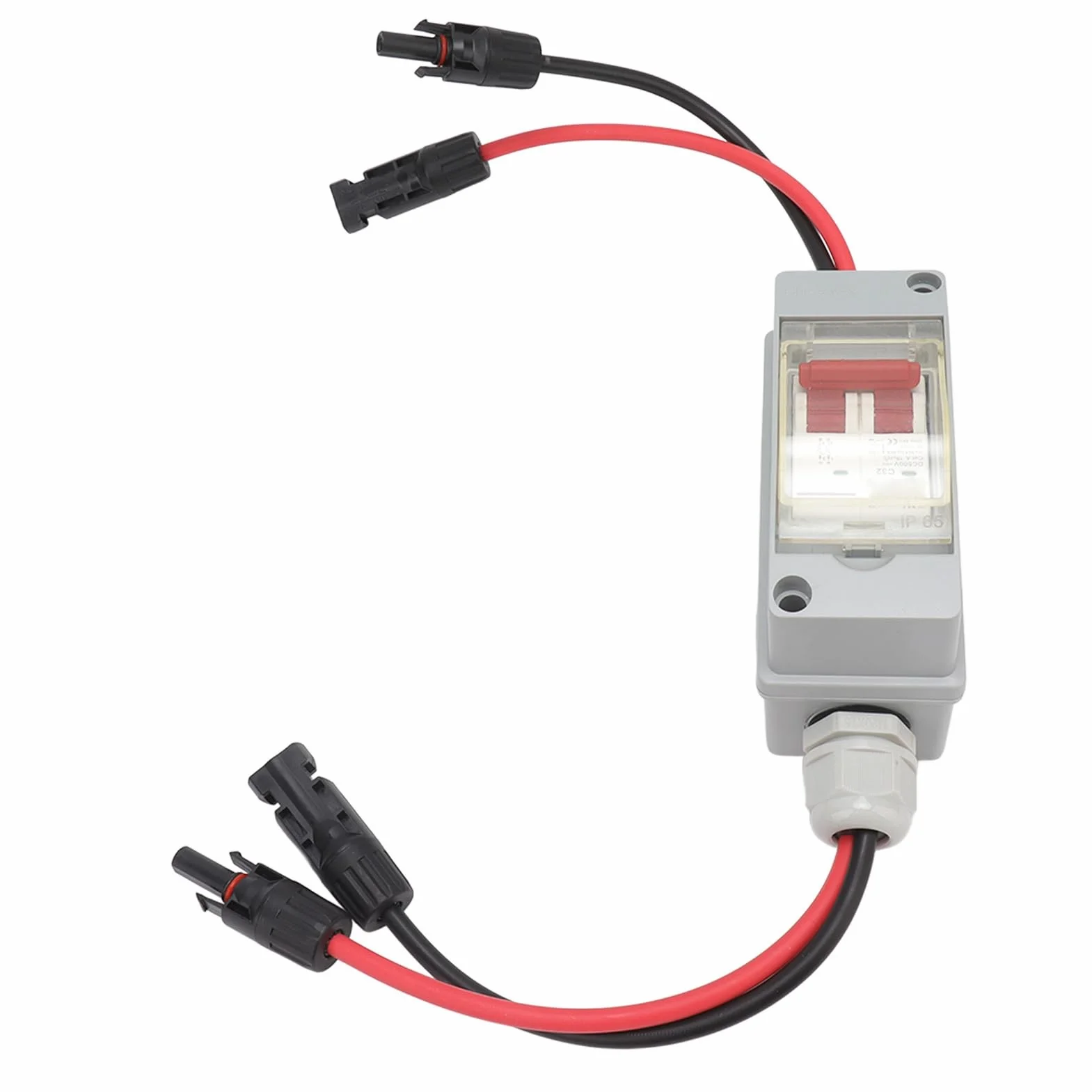 Cocoarm Leistungsschalter MCB 2P DC Combiner Box, Überspannungsschutz, Transparente Abdeckung, IP65, DIN-Schiene, 32 A, Anwendbar für Haushalt, Wohnmobil (Mit Kabel und