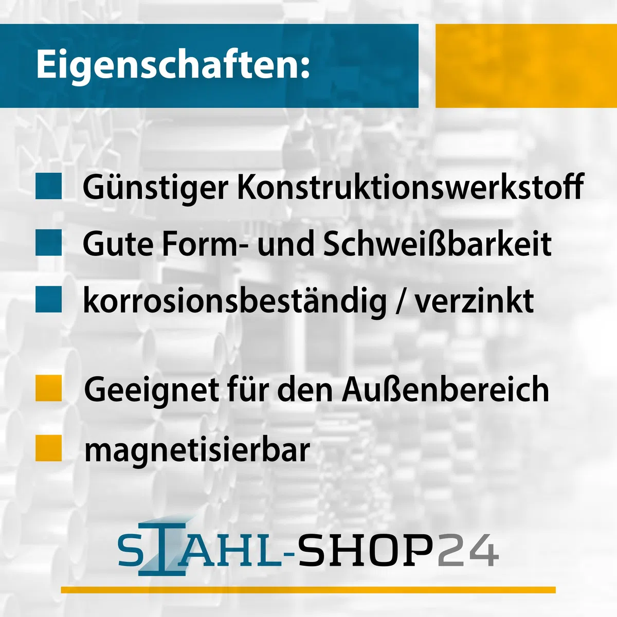 Stahl-Shop24 - Stahl Rundrohr verzinkt Hohlprofil geschweißtes Metall Stahlzinkrohr für Stahlbau, Rohr zum Heimwerken an Treppengeländern, Länge:2000 mm, Abmessung: Ø 48.3x3.2 mm