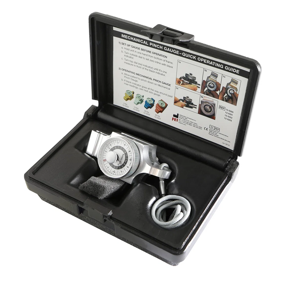 Baseline Mechanical Pinch Gauge Silber 4,5 kg Kapazität – Handkraftmessgerät für Spitzen-, Schlüssel- und Palmargriffmessung mit Transportkoffer