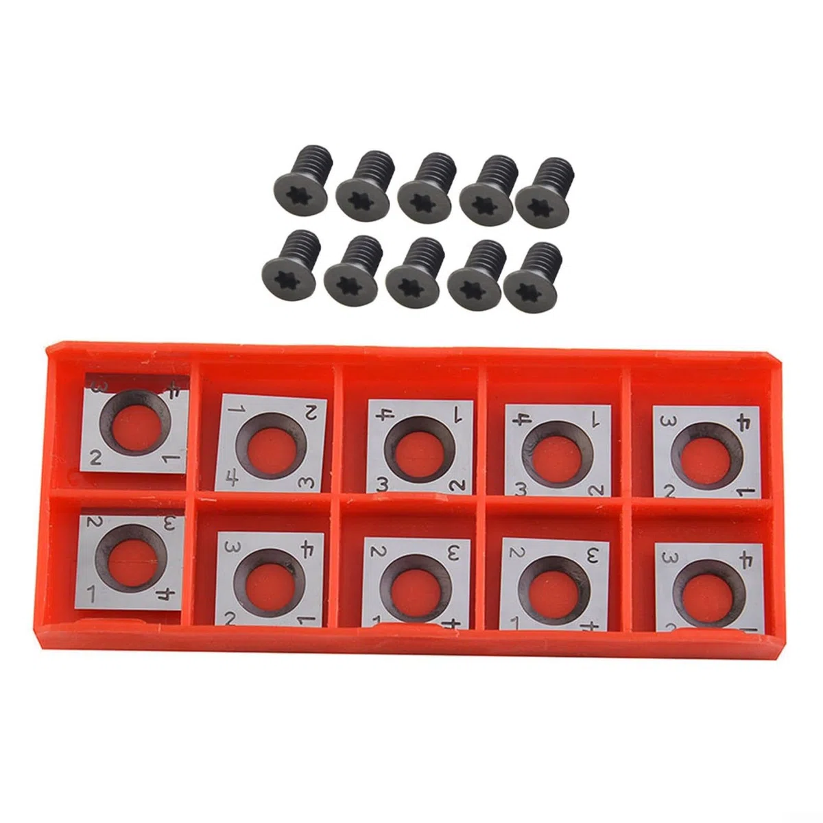 Wendeschneidplatten,Wendeplatten Wendemesser 10 Stück Ersatzklingen, Hartmetalleinsätze Vierkant seitig geschärft Austauschbare Hartmetall für Planfräser für Holz Drechselwerkzeug (14x14x2mm)