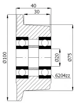 Zabi Räder Ø 100mm mit Flansch aus Stahl Schienenrad für Straßenfahrrad, Motorrad, ATV, UTV, Dirt bike