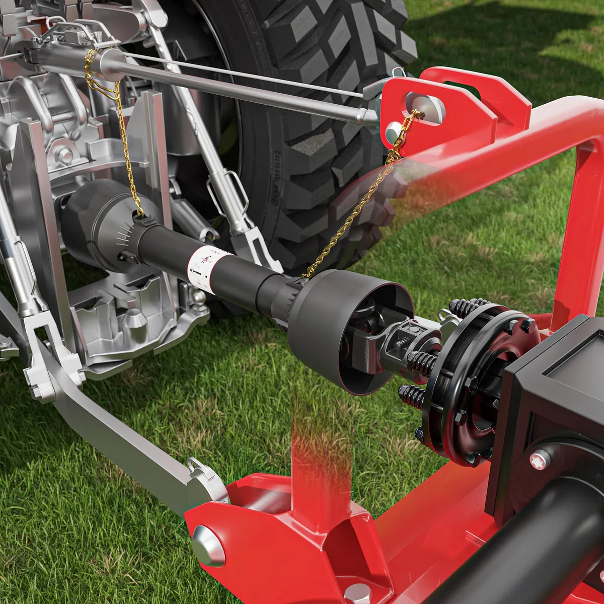 Wiltec Zapfwellen Kupplung für 6 Zahn Keilwelle 1 3/8" AG und IG, PTO-Shaft mit max. 1200Nm, schwarz