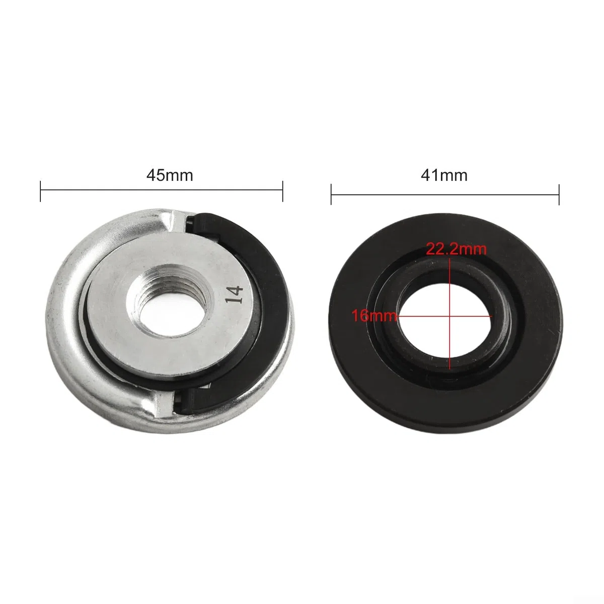 2-teilig für M14 Spannfutter für Winkelschleifer mit Schnellspannmutter und Doppelplatten-Klemmdesign, kompatibel mit Standardscheibengrößen