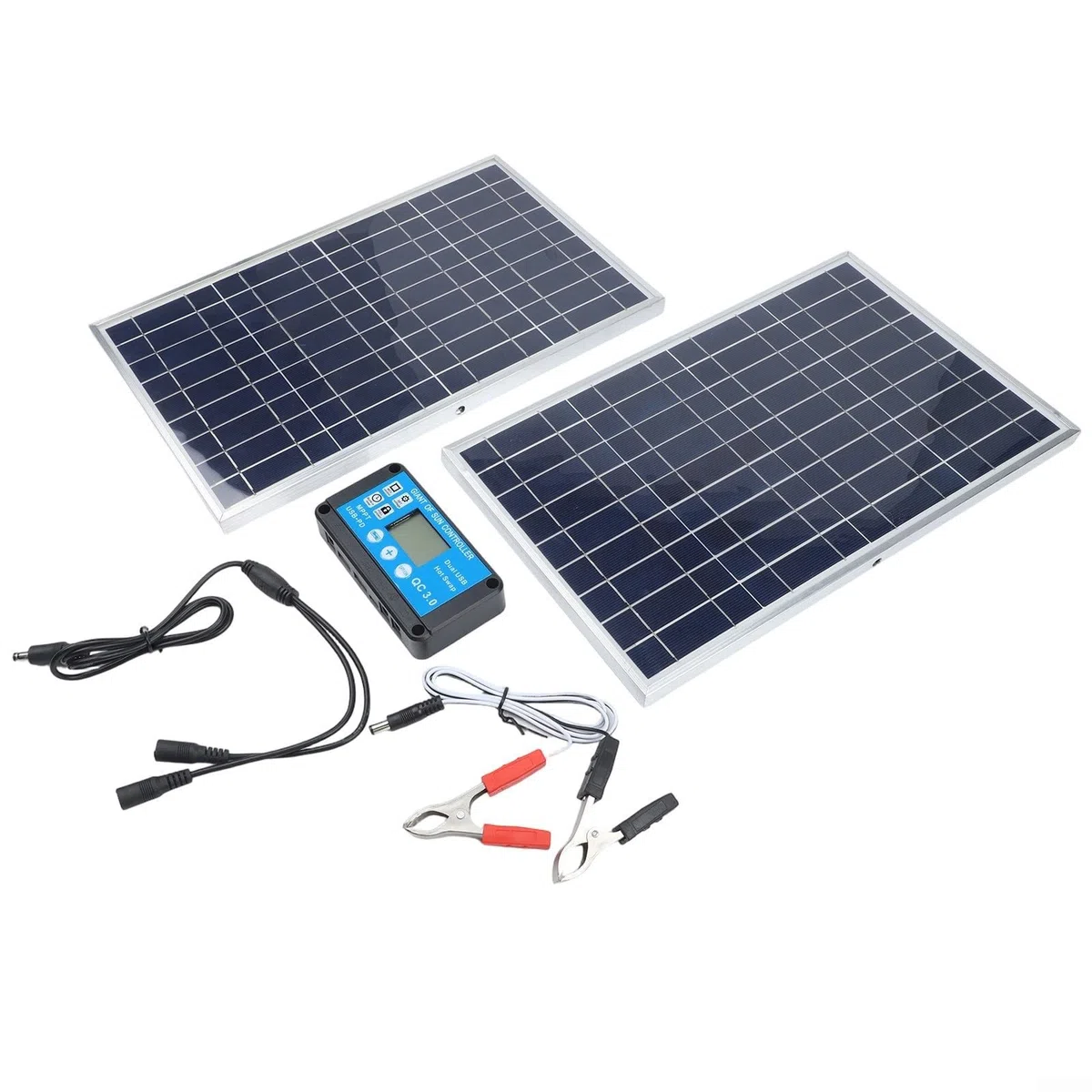 200 W Solarpanel-Set, 12 V Solarmodul-Controller, Solarpanel-Erhaltungslade-Kits für Wohnmobile, Wohnmobile, Traktoren, Motorräder, Automobil, Boot (Doppel)