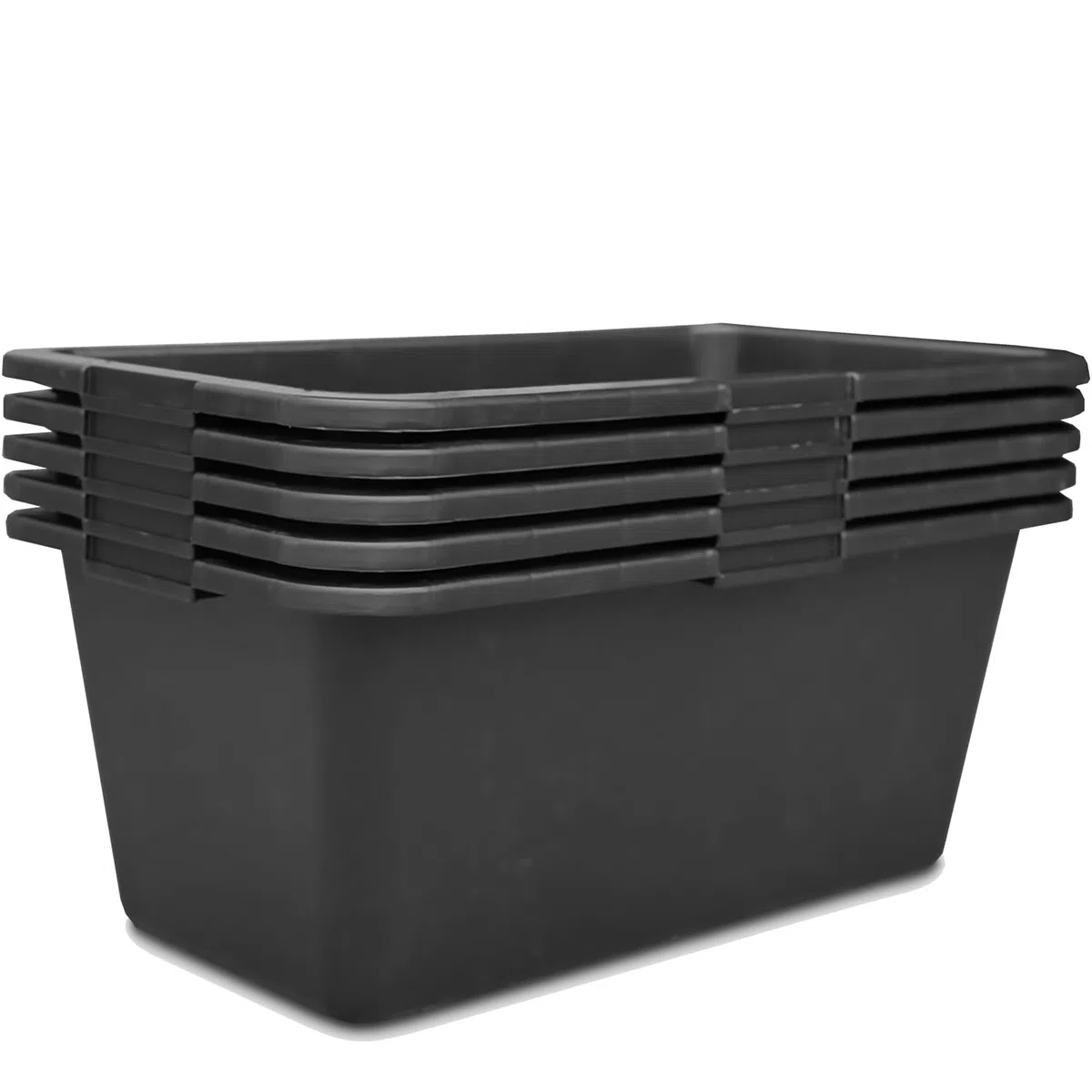 Kistenberg 5x Mörtelkasten 60 Liter | eckig | aus robustem Kunststoff | schwarz | ideal für Bauarbeiten, Garten und Heimwerkerprojekte | 72 x 41 x 28,5 cm
