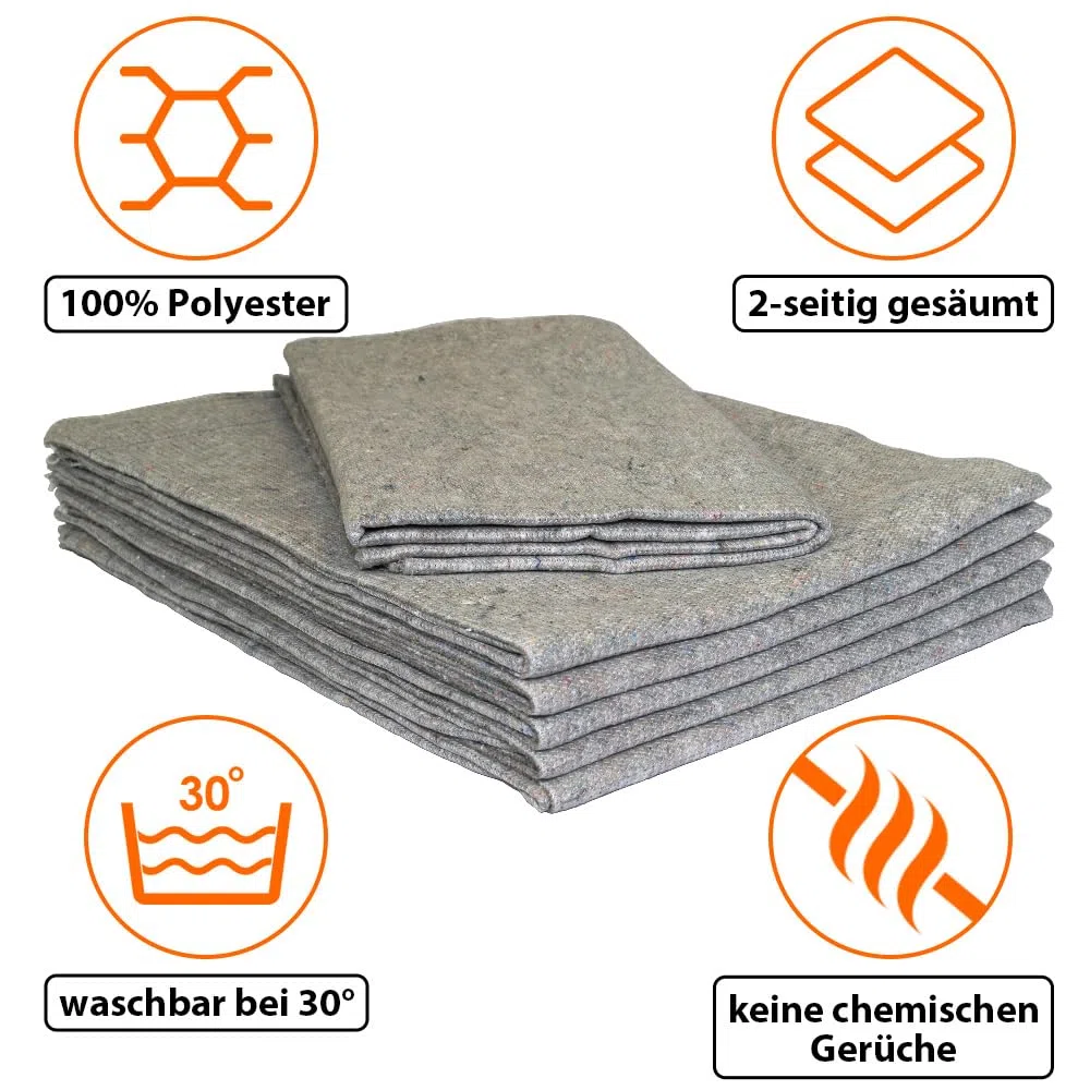 KK Verpackungen® Umzugsdecken 150 x 250 cm | 10 Stück, Strapazierfähige Möbeldecken für den Umzug | Packdecken aus Industriequalität zum optimalen Schutz Ihrer Möbel