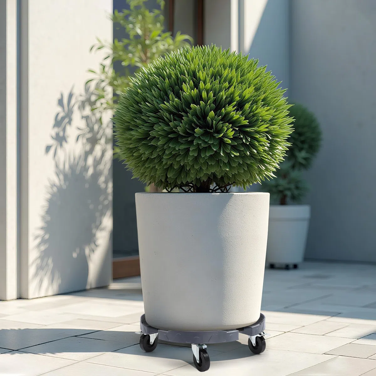 Rollbrett Pflanzen Tragkraft 220KG, Schwerlast-Pflanzenroller Outdoor und Indoor verstellbar 38CM-48CM, Rollbrett rund mit 76mm Rollen mit Bremse für Blumentopf,Sonnenschirme und Eimer,Grau