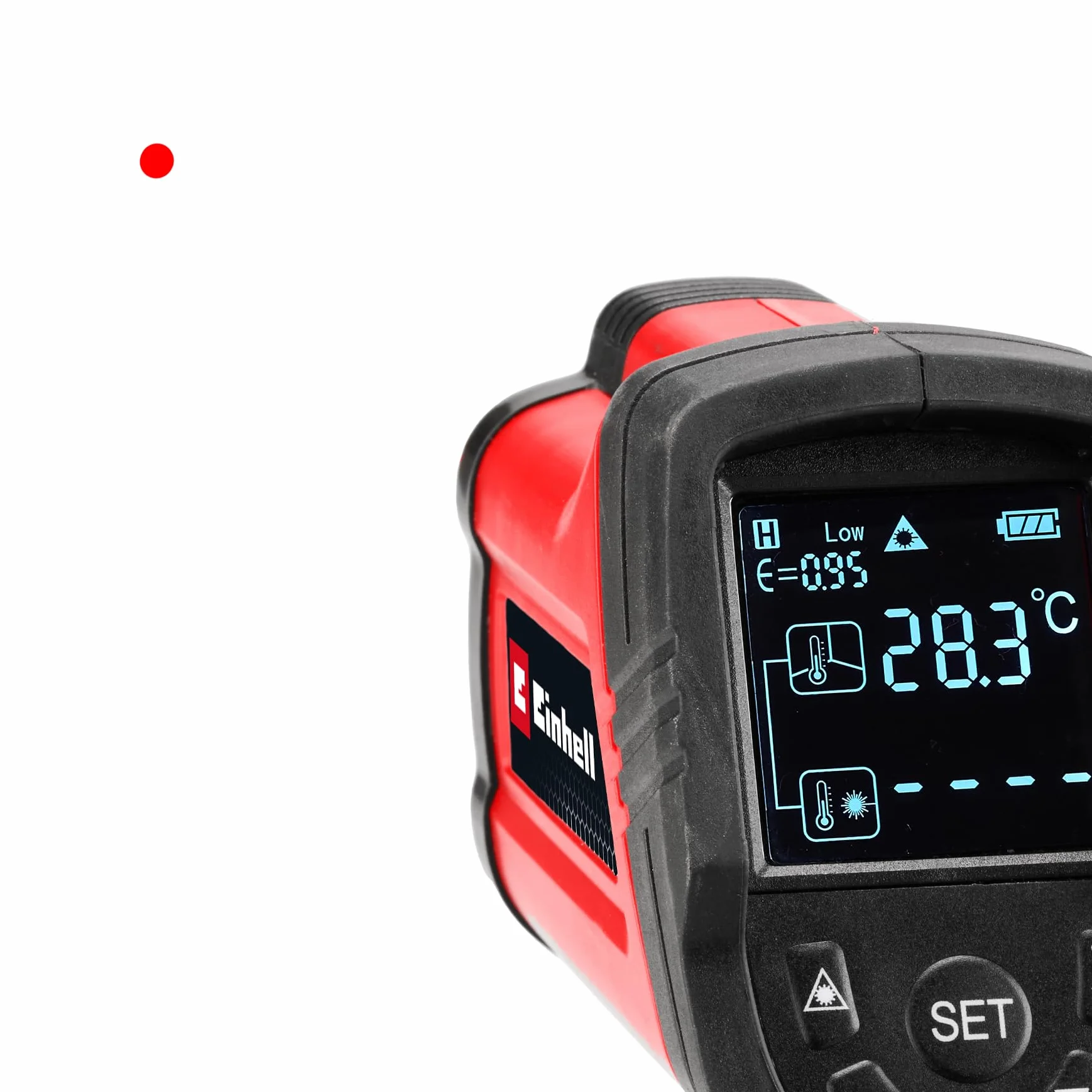Einhell Infrarot-Thermometer TC-IT 550 (-50 bis +550 °C, 3 Emissionsgrade einstellbar, LCD-Display mit Hintergrundbeleuchtung, Messungen in °C und °F)