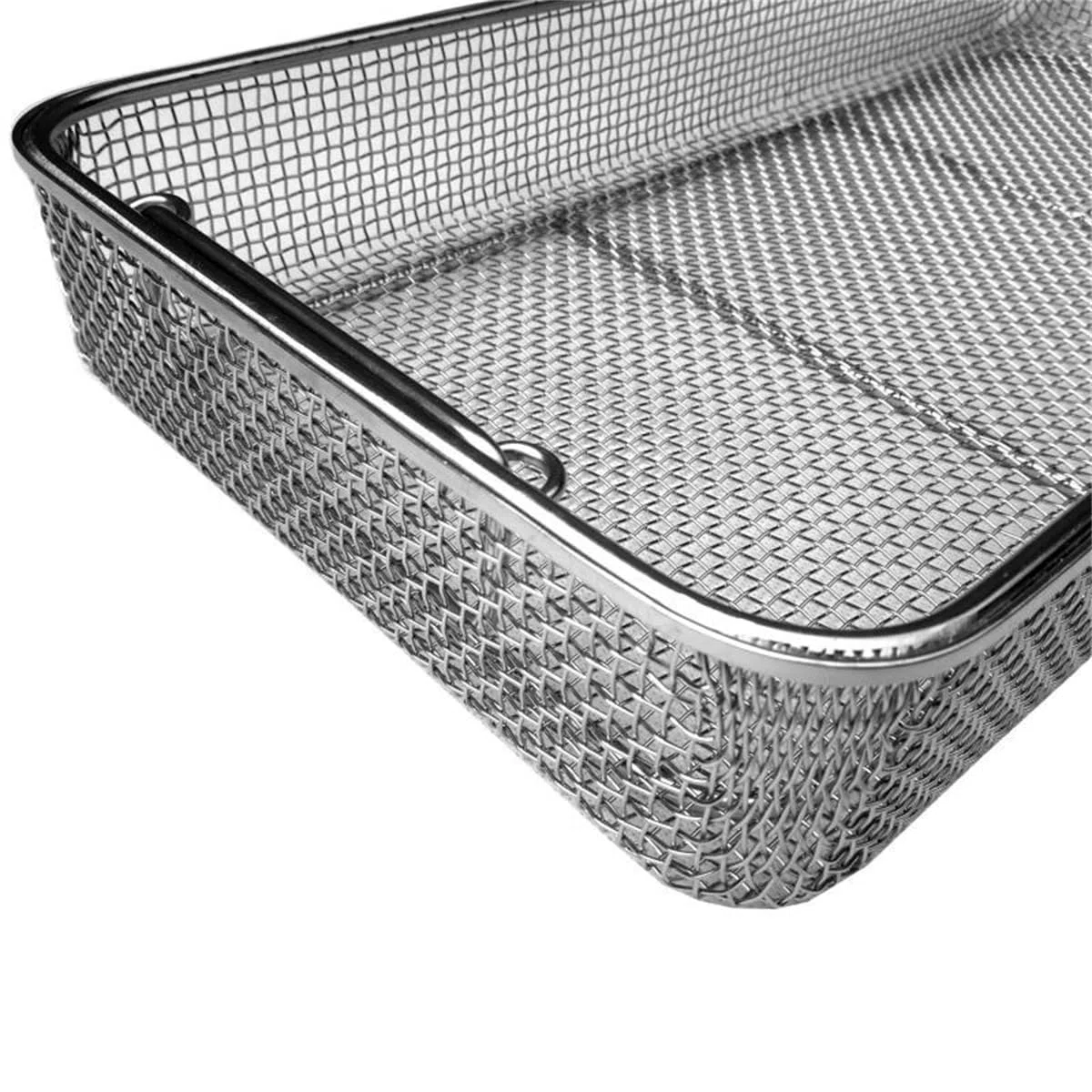 Medizinischer Desinfektions-Reinigungskorb aus Edelstahl 304, Ultraschall-Reinigungskorb für chirurgische Instrumente, Sterilisationstablett mit perforierten Netzkörben,25 * 20 * 7cm