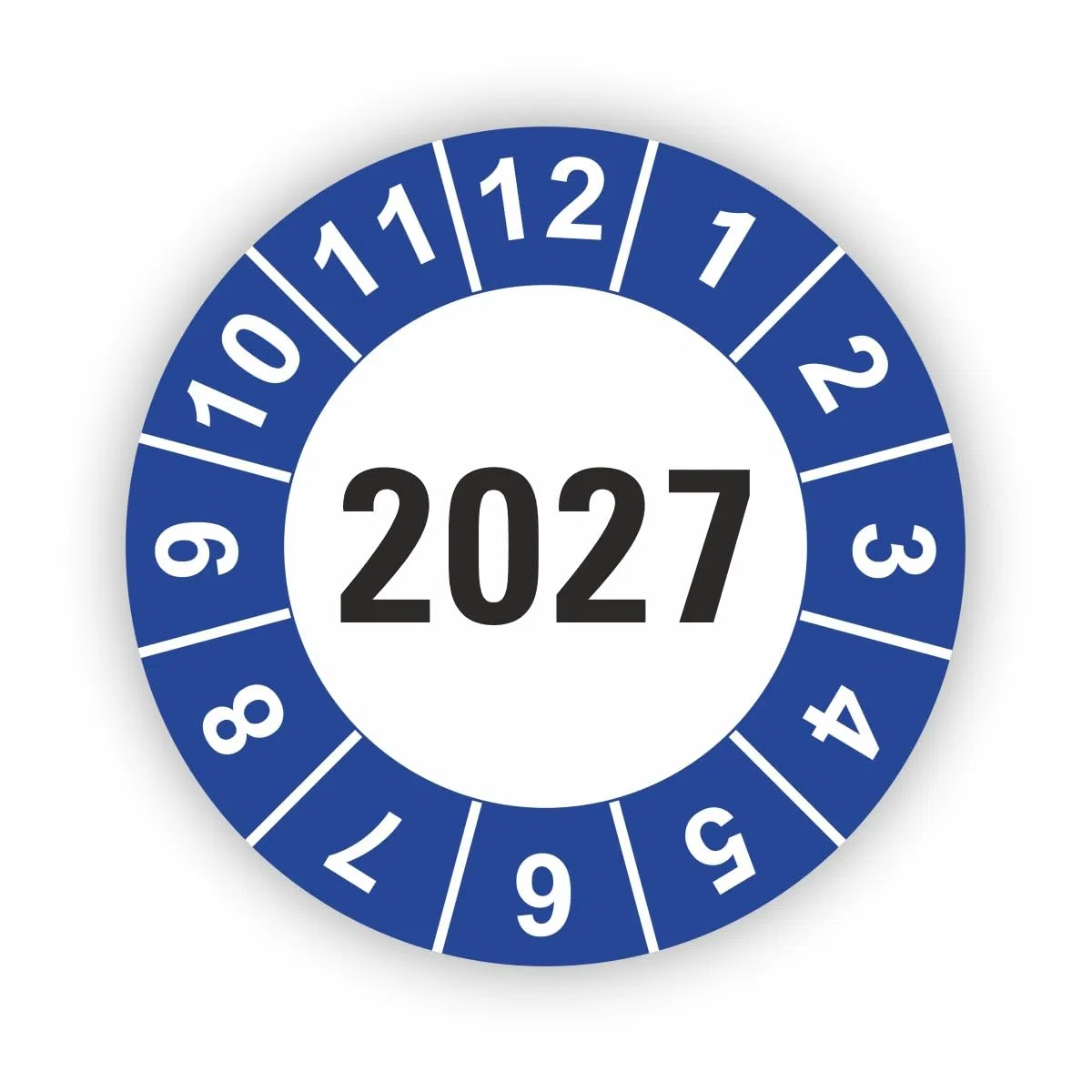 Hochwertige Prüfetiketten JAHRESPLAKETTE 2027 Ø 40mm - Selbstklebende PVC-Folie - Wartungsetiketten für Prüfung - Prüfplakette für Prüfungsnachweis (120 Stück)