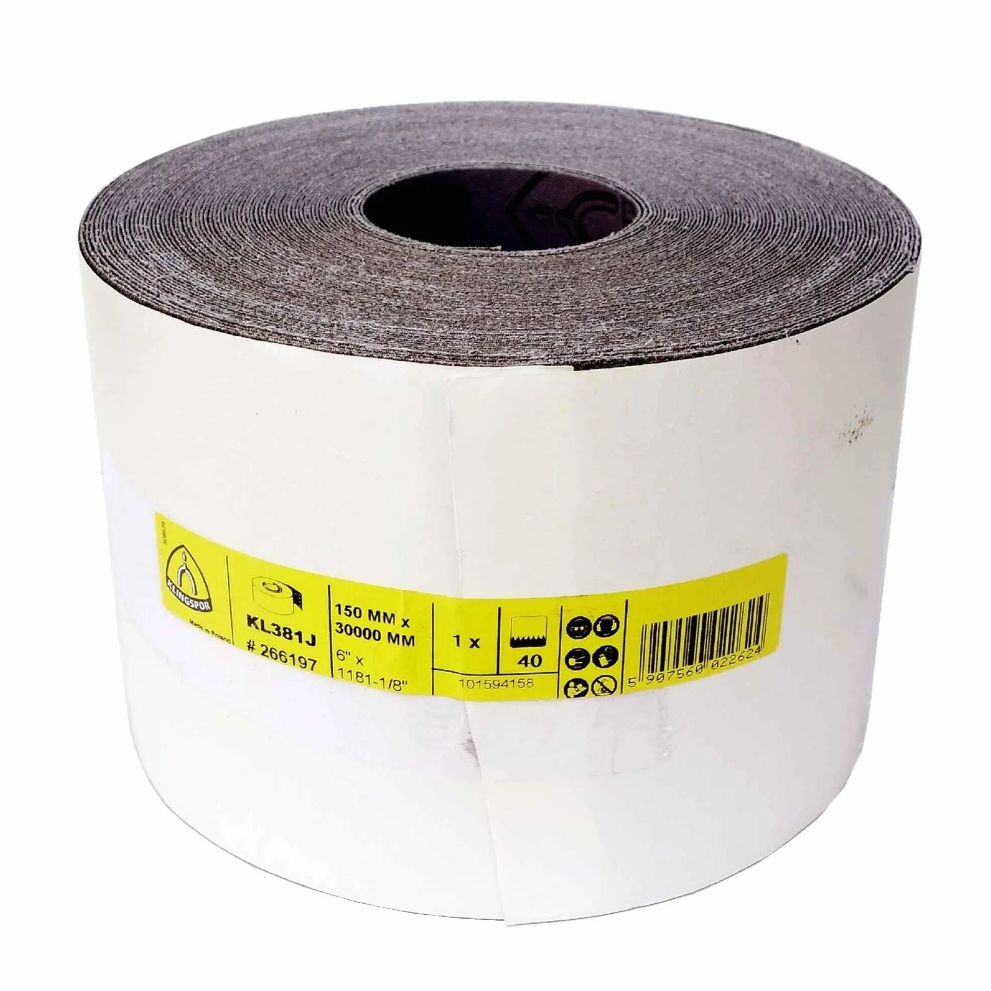 KL381J Schleifrolle | 150 mm Breite | Schleifgewebe flexibel für Holz & Metall | Hand- & Maschinenschliff | Körnung & Länge wählbar (P150, Länge: 10 m)