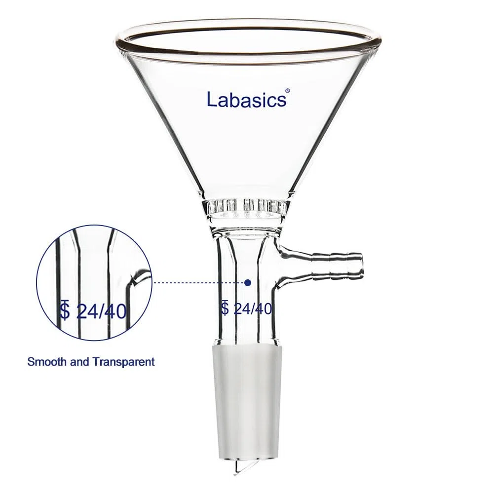 Labasics Filtertrichter aus Borosilikatglas mit 90 mm oberer Außendimension, Dreieckige Form mit Glasfilterplatte, 24/40 Inneres Gelenk-Glasfiltertrichter