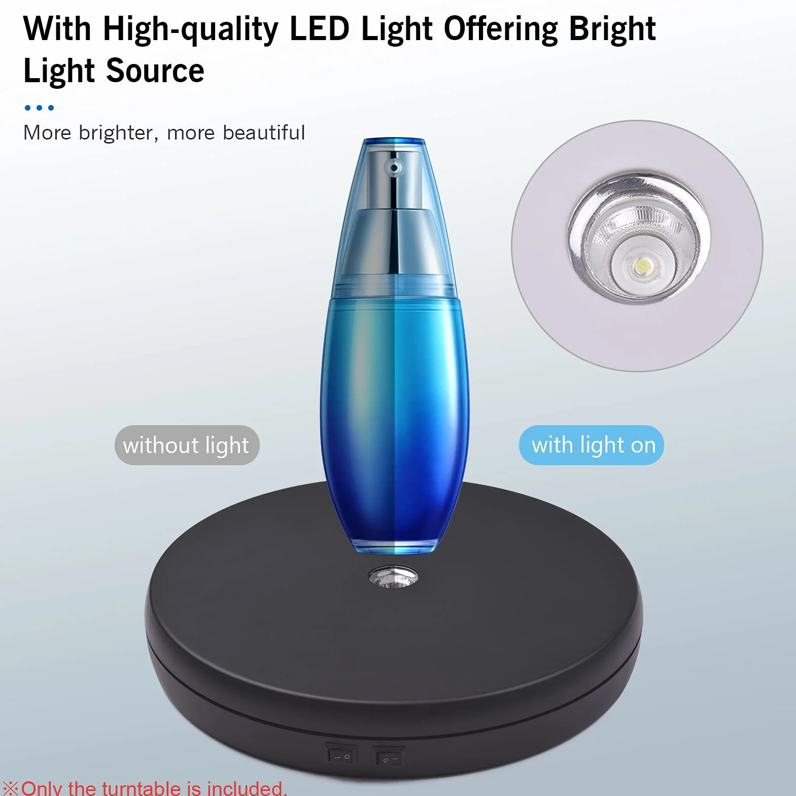 Drehteller Elektrisch, Andoer Drehscheibe Elektrisch 360-Grad-drehbares Display mit LED-Licht für Schmuck Display, Shop Ausstellungsstand, Fotografie, Hochzeitstorte Zeigen(Schwarz)