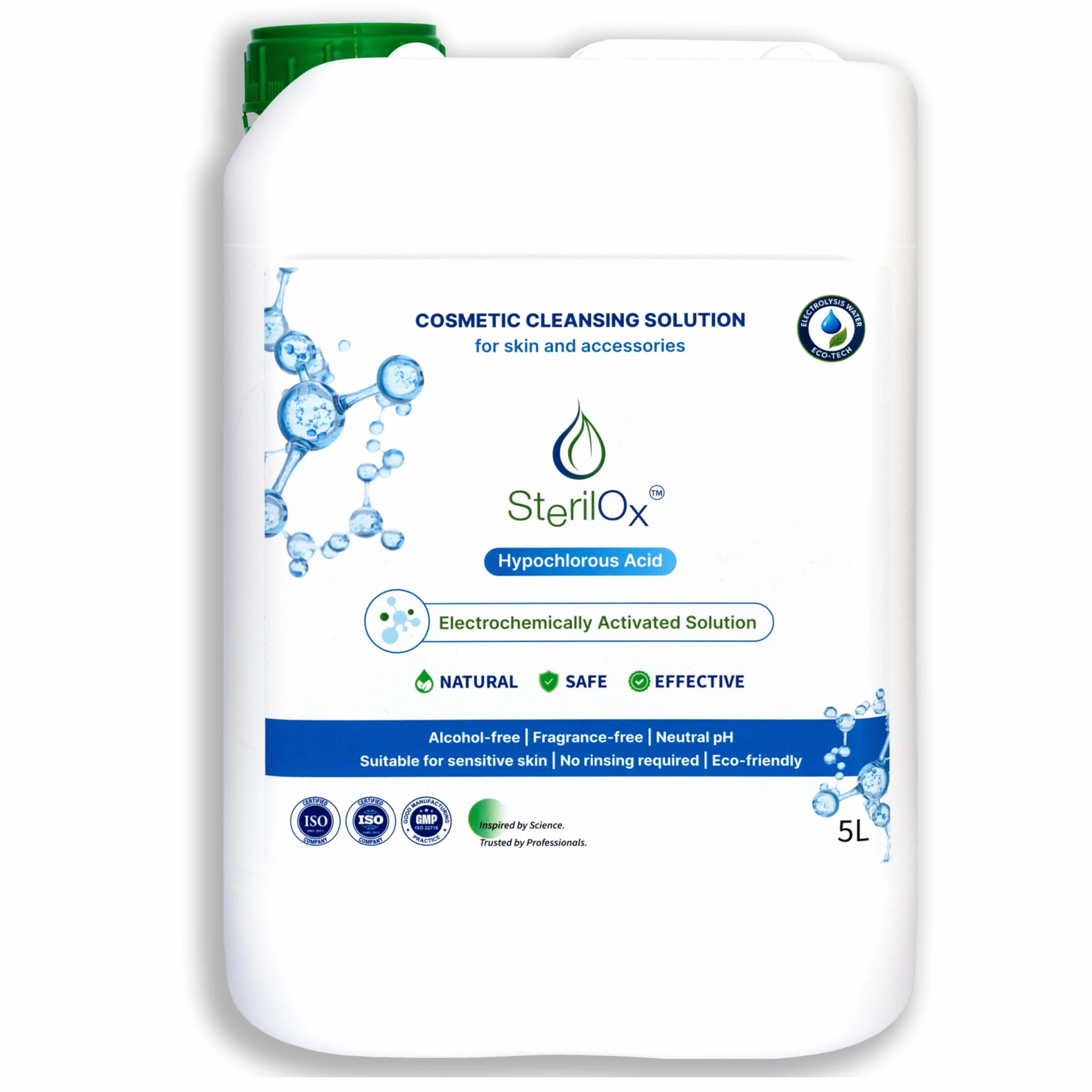 Hautpflege mit Hypochloriger Säure HOCl 5L – ohne Alkohol | HOCl Pflege für empfindliche Haut – Vorratskanister 5L, ohne Parfüm