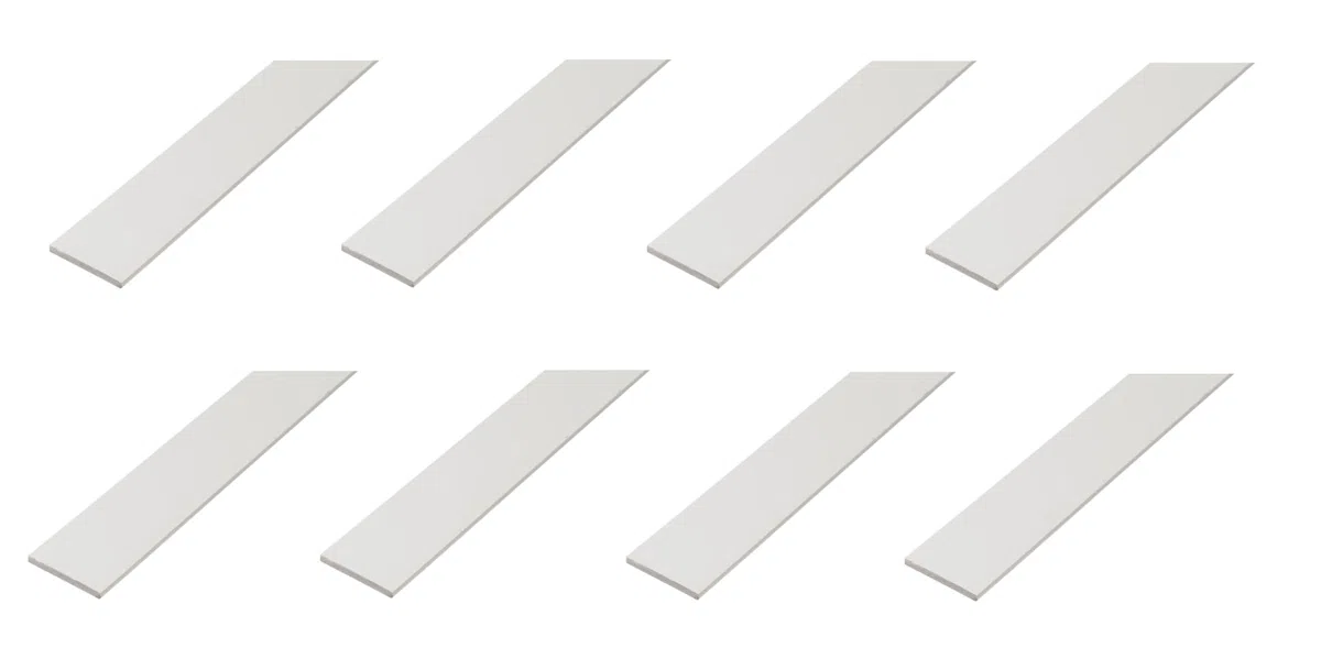 Alberts 8er Set Flachstange | Kunststoff, weiß | 2000 x 50 x 3 mm