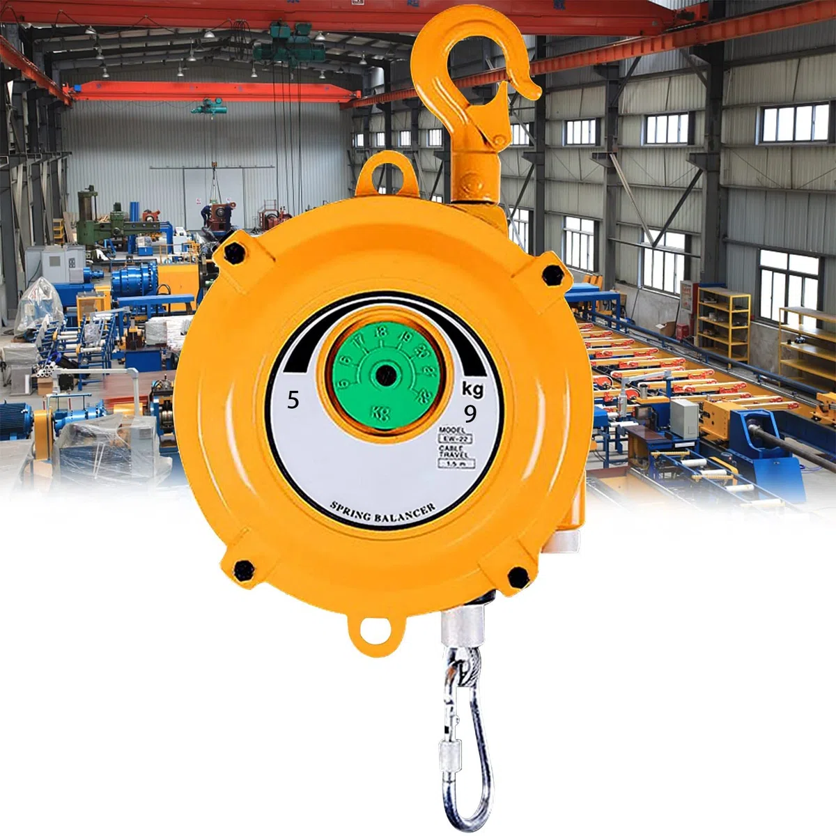 1-3kg/3-5kg/5-9kg Einziehbarer Federzug, Einstellbarer Federzug Balancer mit 1.5m Seilzug und Haken, Spring Balancer - Werkstätten und Kfz-Ausstattung, Multifunktionale Hilfswerkzeuge