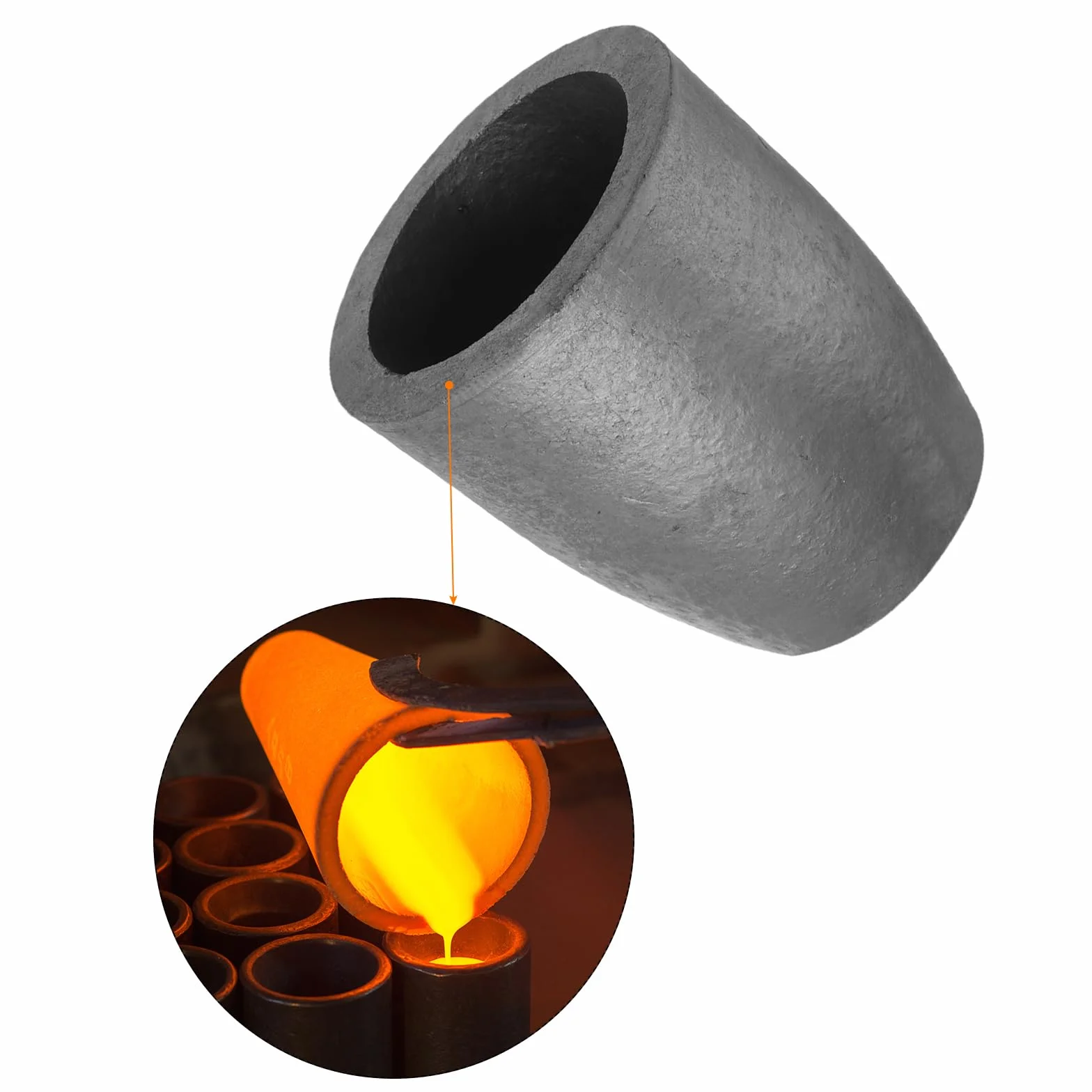 QUARKZMAN Silicium-Graphit-Schmelztiegel, 6 kg Schmelztiegel Kupfergussbecher Metallschmelzbarren zum Schmelzen von Gold, Silber, Kupfer,102 mm IDx145 mm H