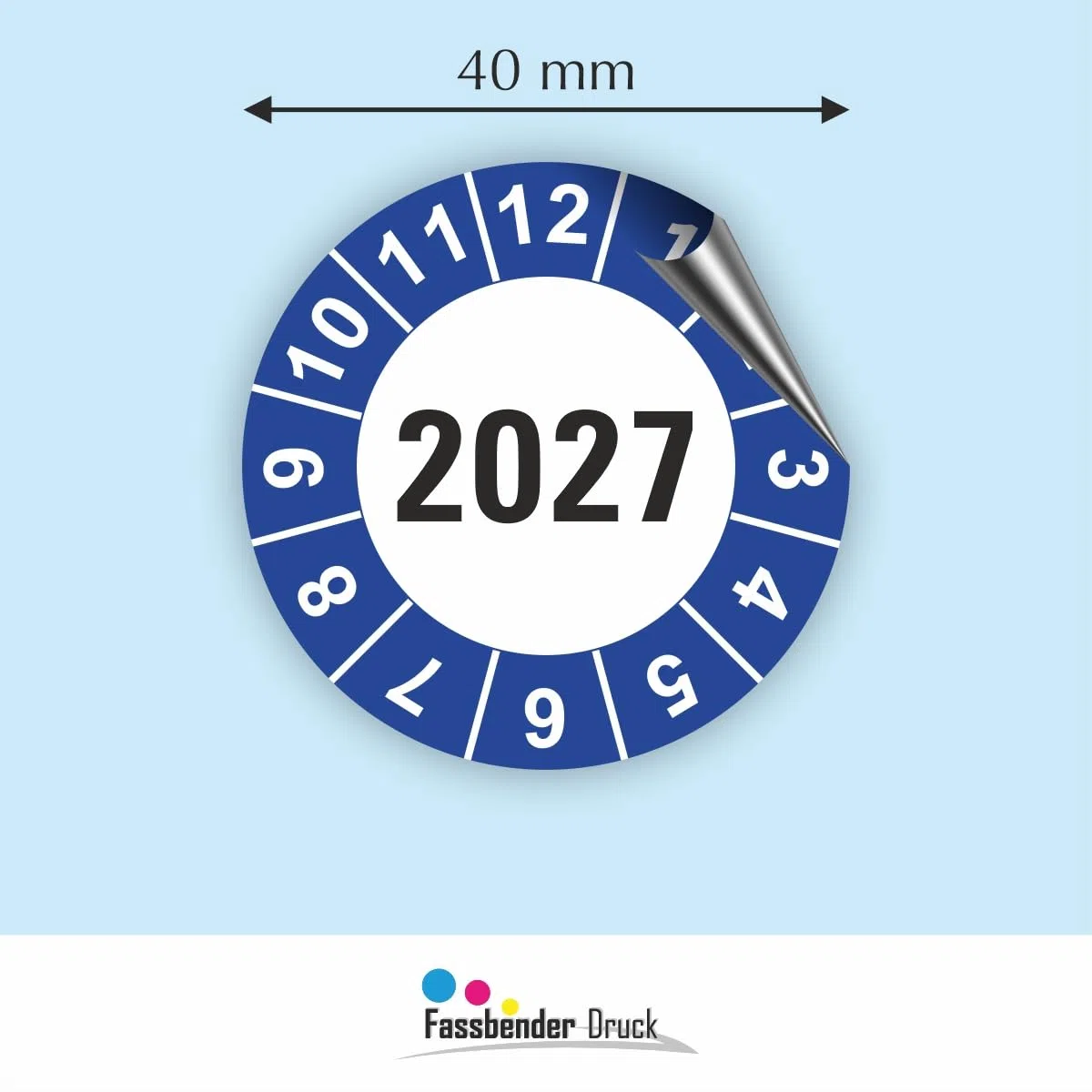Hochwertige Prüfetiketten JAHRESPLAKETTE 2027 Ø 40mm - Selbstklebende PVC-Folie - Wartungsetiketten für Prüfung - Prüfplakette für Prüfungsnachweis (120 Stück)