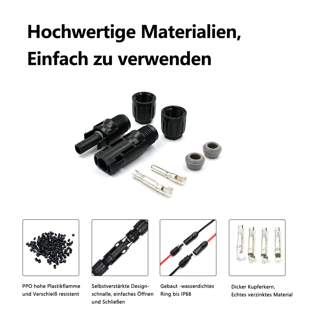 HandGold Dachdurchführung Solar Doppel Kabeldurchführung Gehäuse, UV-Beständigkeit Dual-Kabeleinführungsgehäuse für Solarprojekt Klimaanlage Wohnmobil Wohnwagen Boot (6mm² 3M)