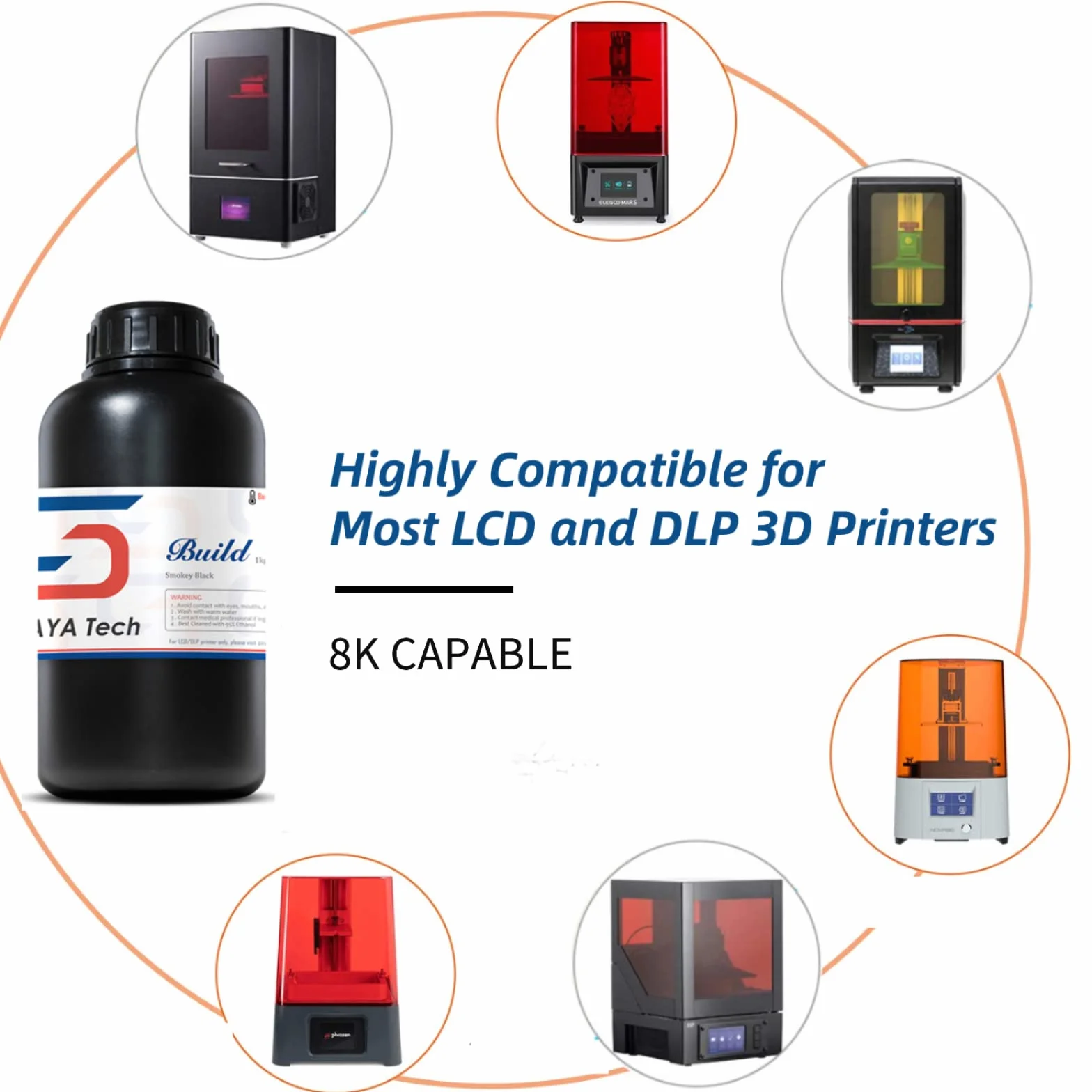 Siraya Tech Build 3D-Druckerharz Hochauflösendes Nicht sprödes klopfbares Engineeringharz 405nm UV-Härtung Standard Photopolymer Rapid Resin für LCD DLP 3D-Druck (Rauchschwarz, 1kg)