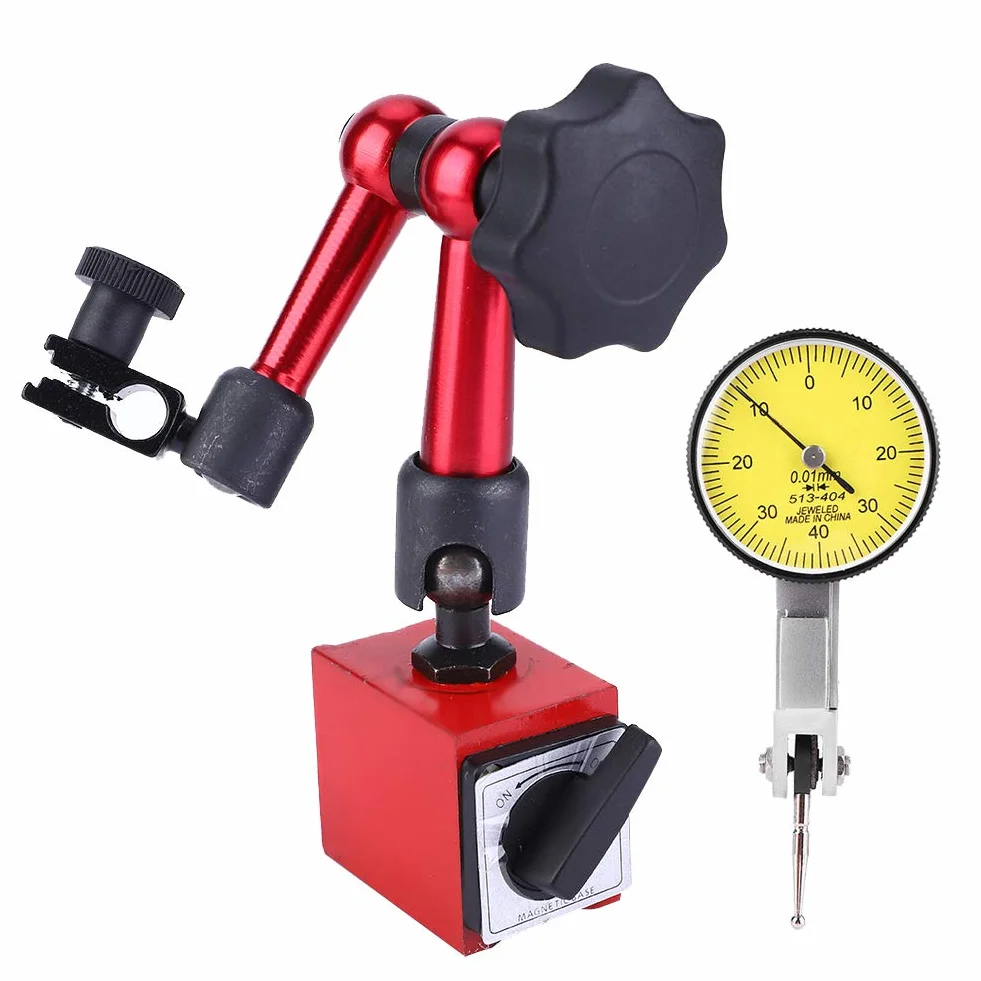 Flexibler Magnet Messstativ, Magnetischer Messgeräteständer Mit Hebel Messuhr, Für Messung Von Oberflächen In Engen Oder Vertieften Bereichen Zifferblatt 0-0,8 Mm Präzision 0.01mm
