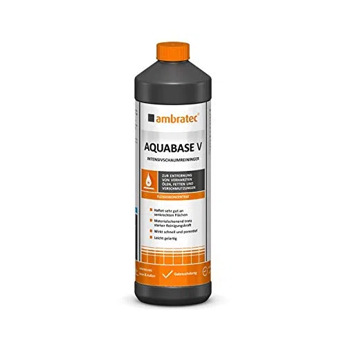 Ambratec Aquabase V Reinigungskonzentrat entfernt Verunreinigungen von pflanzlichen und mineralischen Ölen oder Fetten, Trennmitteln, Wachsen, frischen Farbresten, schmierige Verschmutzungen, Ruß