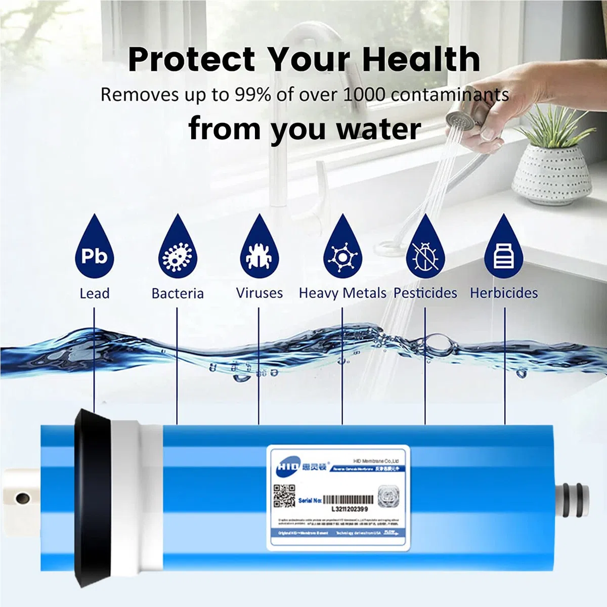 Membrane 400 GPD Umkehrosmose-Membrane 3013-600 Für Osmoseanlagen-Umkehrosmose, Osmose Filter, Für Heimtrink RO Wasserfiltrationssystem,1 pack 3013/400