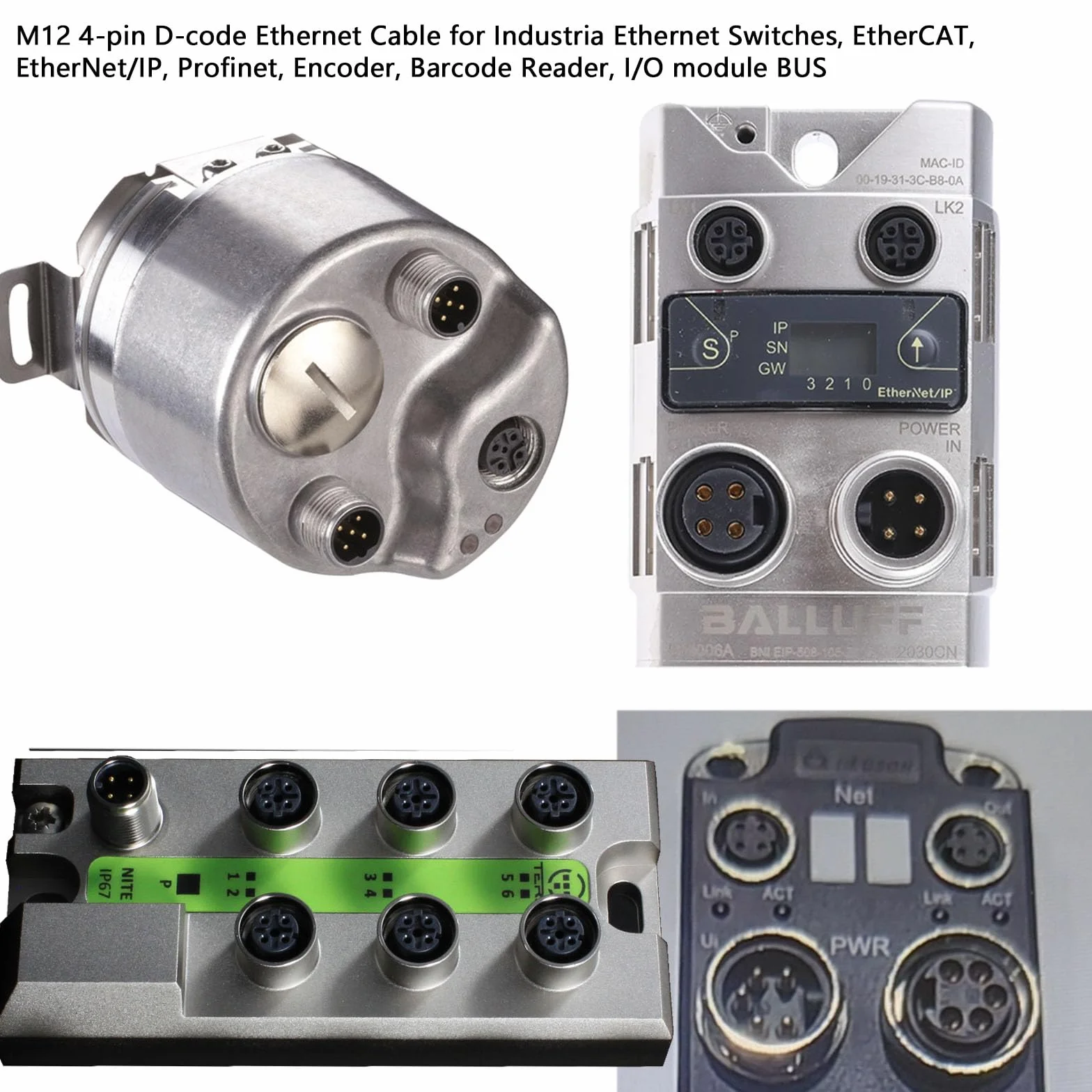 HangTon Ethernet-Sensor-Vision-Kamera, M12, 4-poliger D-Code auf M12, 4-poliges D-kodiertes Kabel für Baumer-Encoder industrielle Automatisierung, SPS-Netzwerk, 5 m