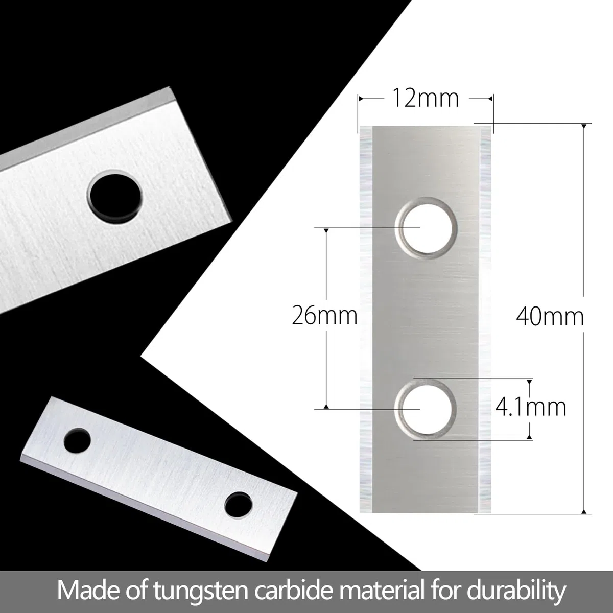 Hartmetall-Einsätze, 40 mm, 2 Kanten, Einsätze, Messer für Holzbearbeitung, spiralförmige Hobelschneider, Handfarbschaber und Ersatzfräser-Bit, Trimmer, 10 Stück, 40 x 12 x 1,5 mm