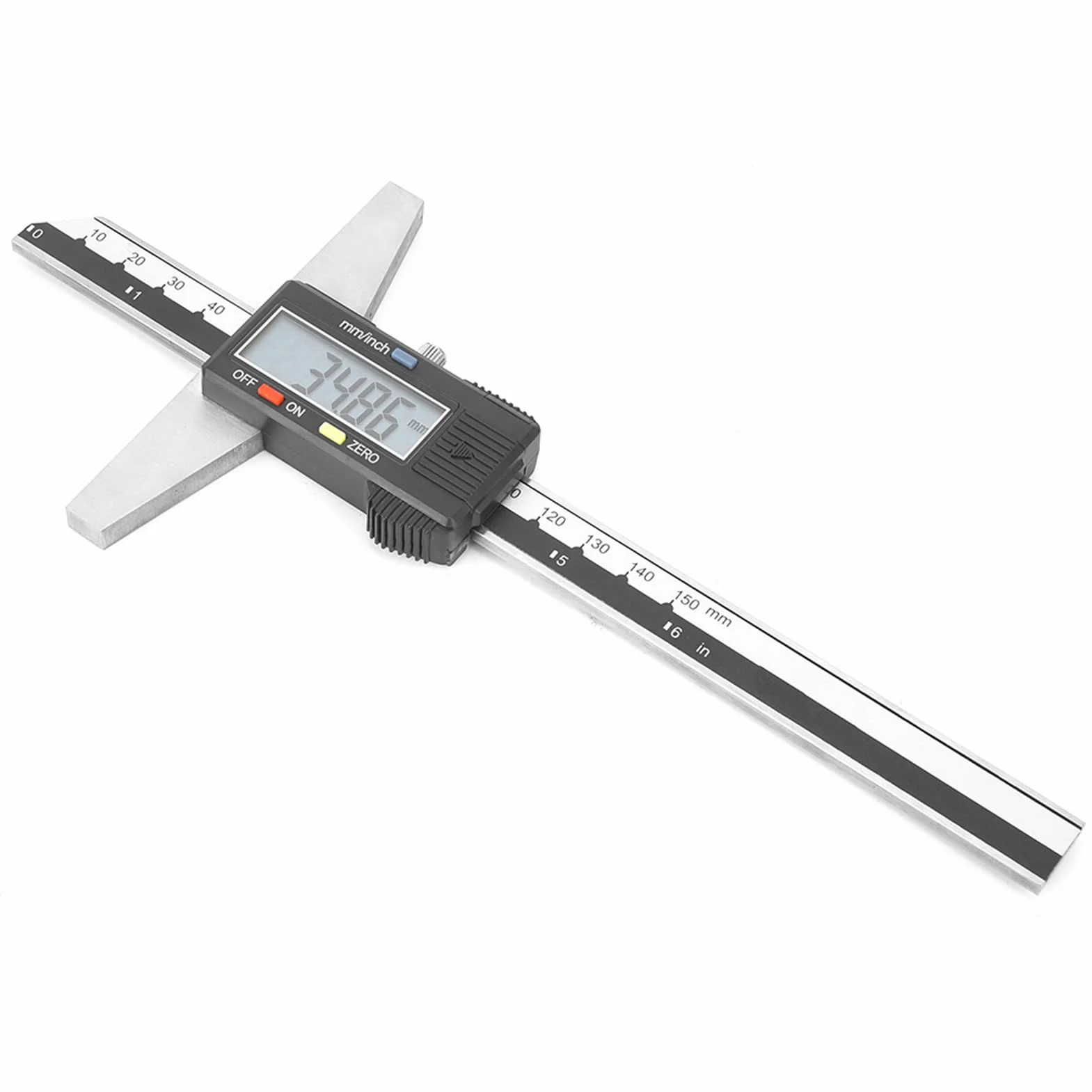Elektronisches LCD Display Tiefenmesser Digitaler Tiefenmessschieber, Edelstahl Tiefenmessschieber Messwerkzeug, 0–150 Mm, 0,01 Mm, Unterstützt Metrische Zoll-Umrechnung