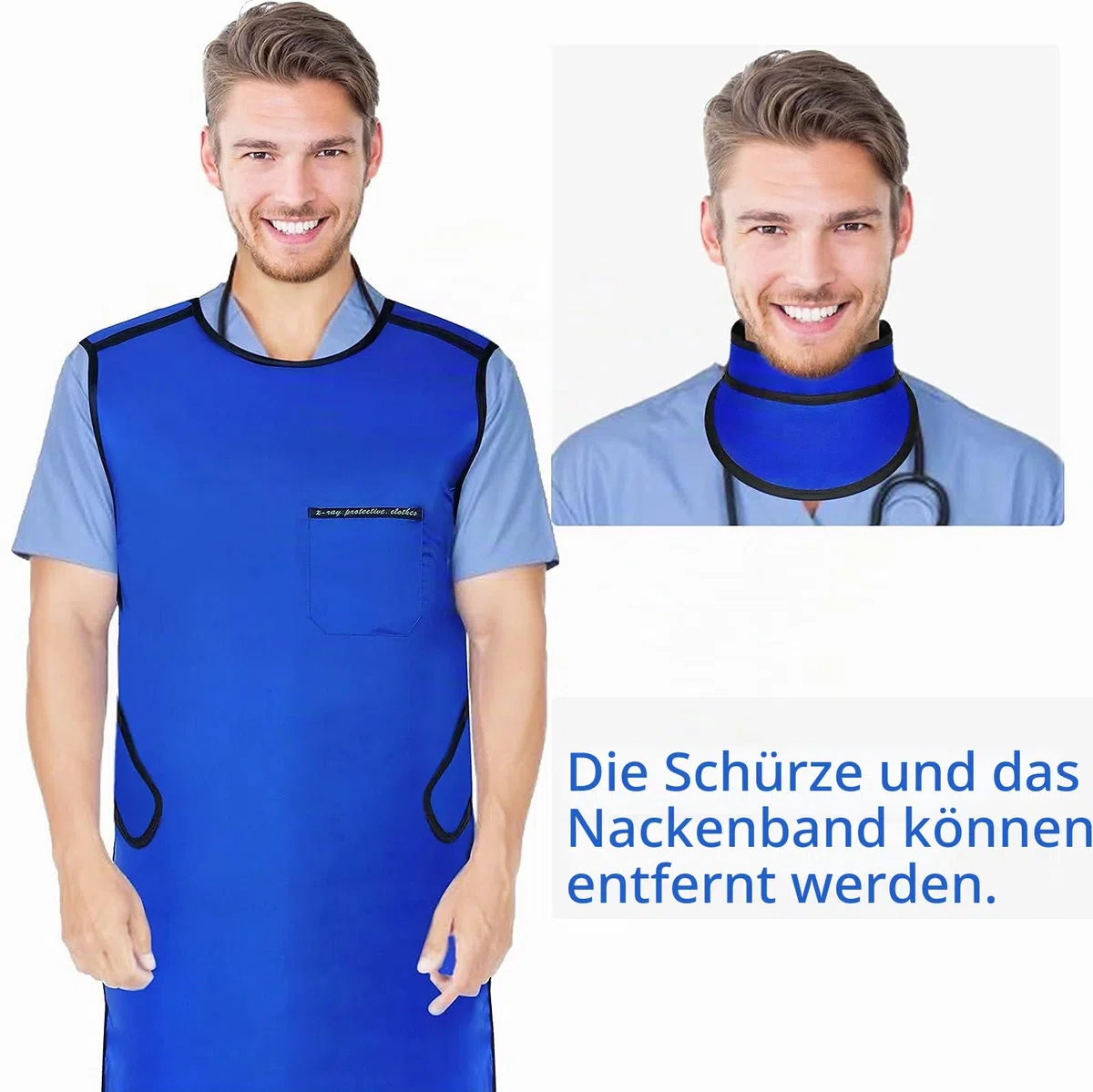 Bleischürze 0,5 mm pb Röntgenschutz mit Schilddrüsen-Kragen Dental-Labor Schürze Strahlenschutz leicht Zahnarzt Röntgenschutz Erwachsene