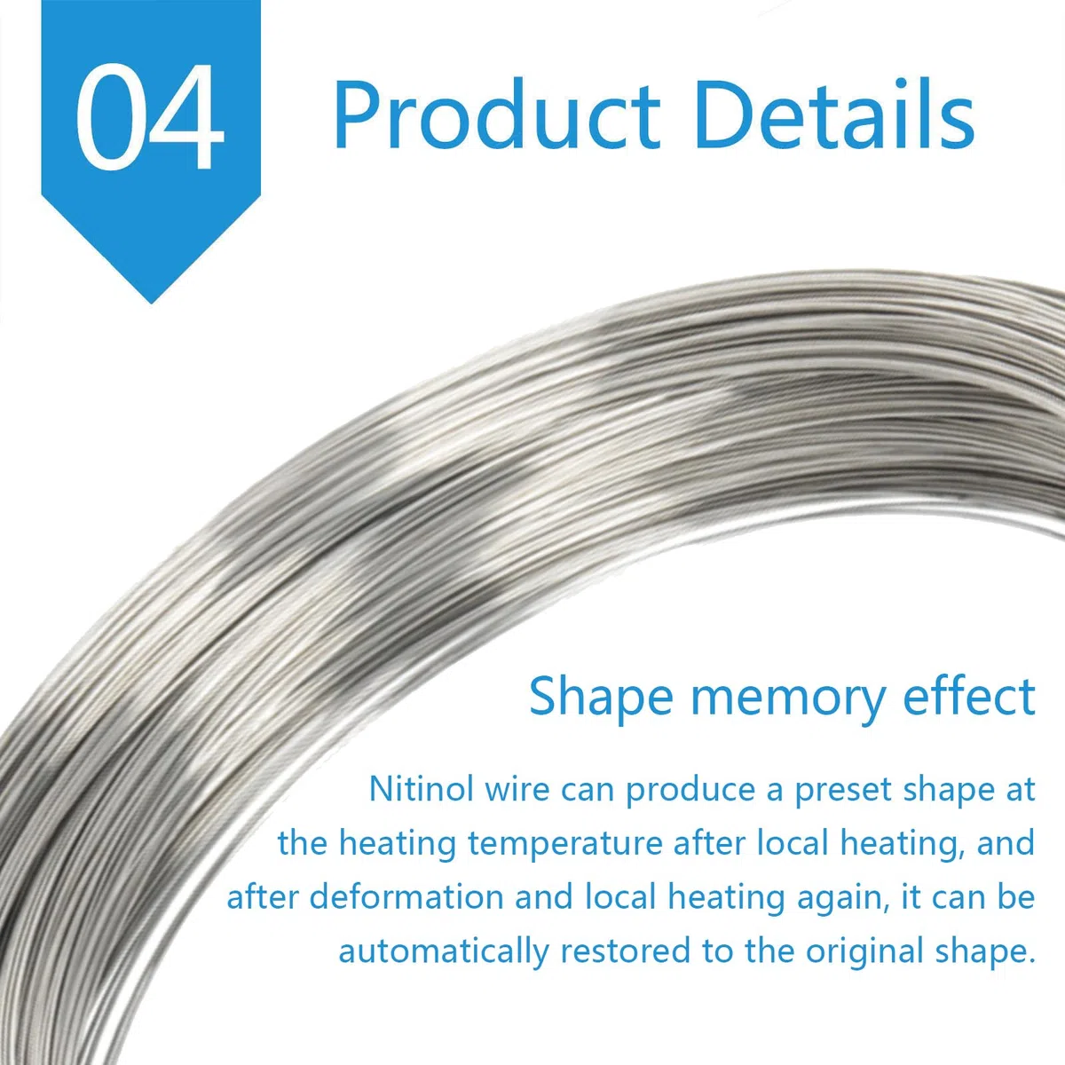 Nitinol-Formgedächtnisdraht – 5 Meter vorgeformter Nitinoldraht for Präzisionstechnik und mechanische Anwendungen(1.1mm)