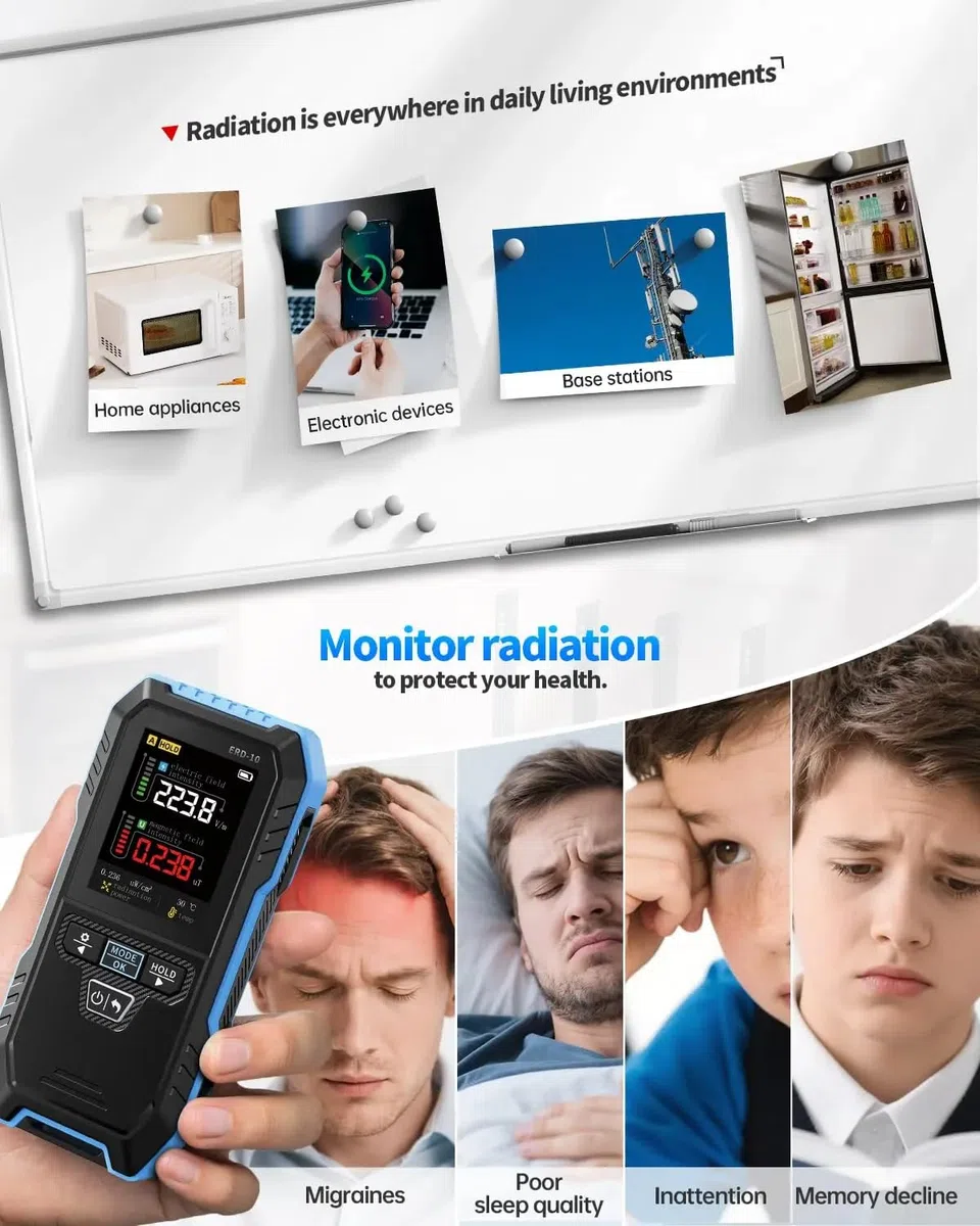 4-in-1-EMF-Messgerät ERD-10 Elektromagnetischer Felddetektor für EF-RF-MF-Temperaturmessung