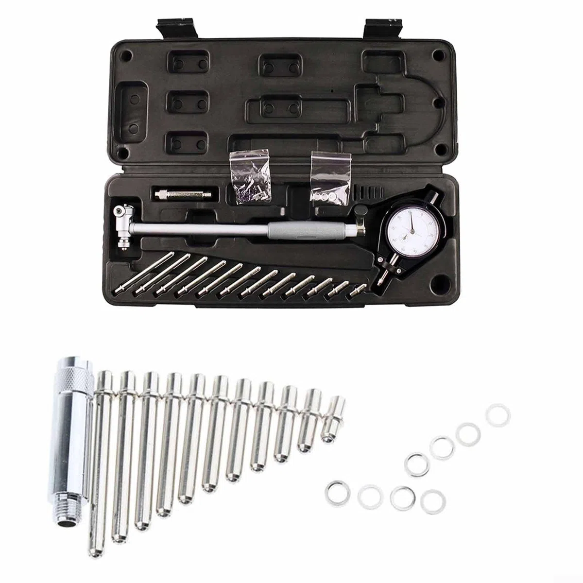 Oniissy Messuhr-Messgerät, Innendurchmesser-Anzeige, Messwerkzeug, Präzision 0,01 mm, Messuhr, Mittelring, Messlehre, Werkzeug-Set (35–50 mm)
