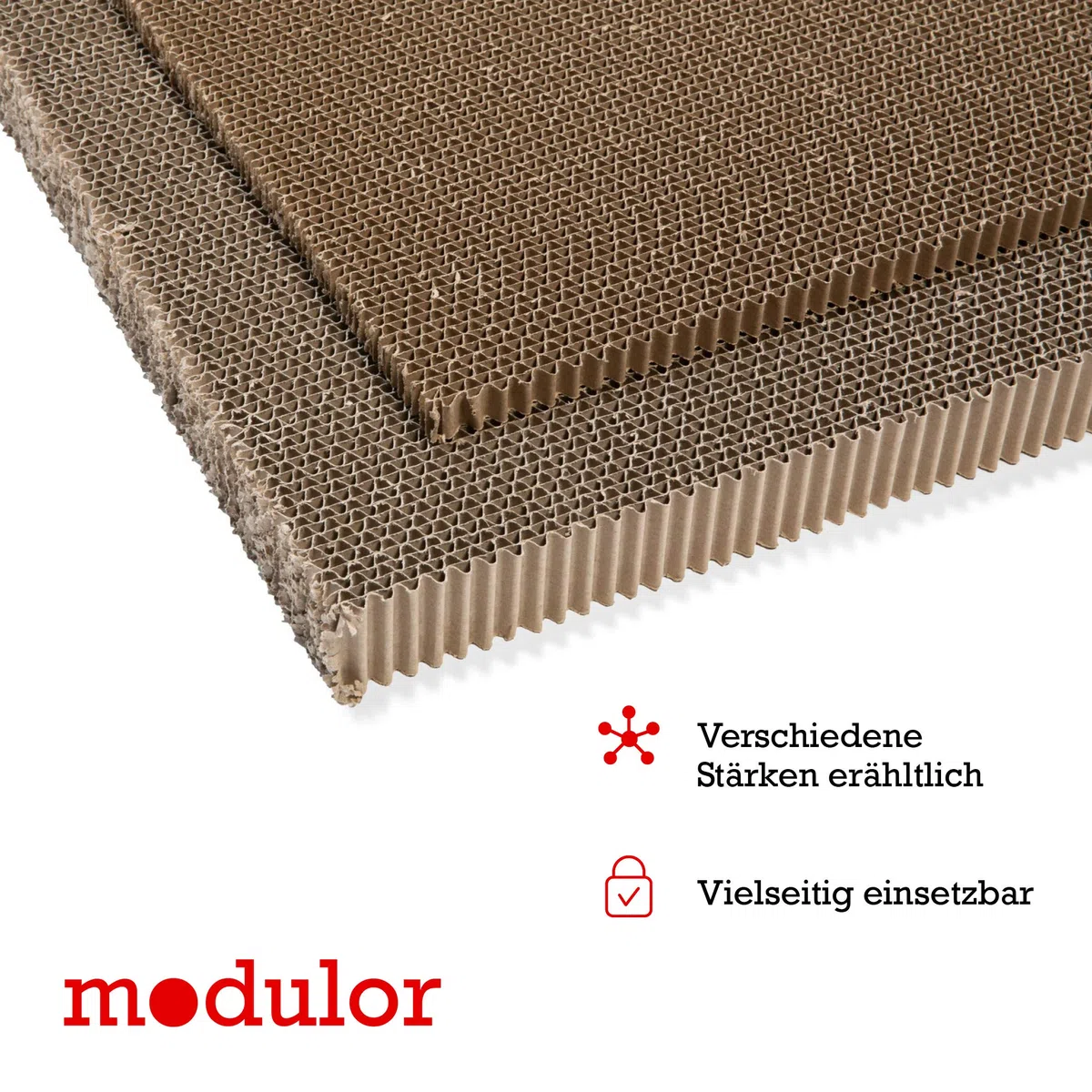 Pappwabenplatte unkaschiert, 4 cm x 75 cm x 100 cm, Wabenplatte mit einem Gewicht von 57 kg/m³, Wellkarton als Füllmaterial oder Wanddekor, braun