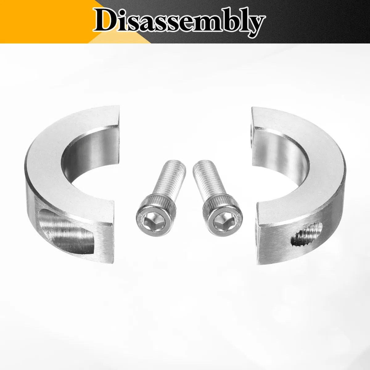 sourcing map Doppelter geteilter Schaftkragen, 20 mm Bohrung, zweiteiliger Spannkragen, 40 mm Außendurchmesser, 15 mm Dicke, 304 Edelstahl, Spaltmanschette, 2 Stück