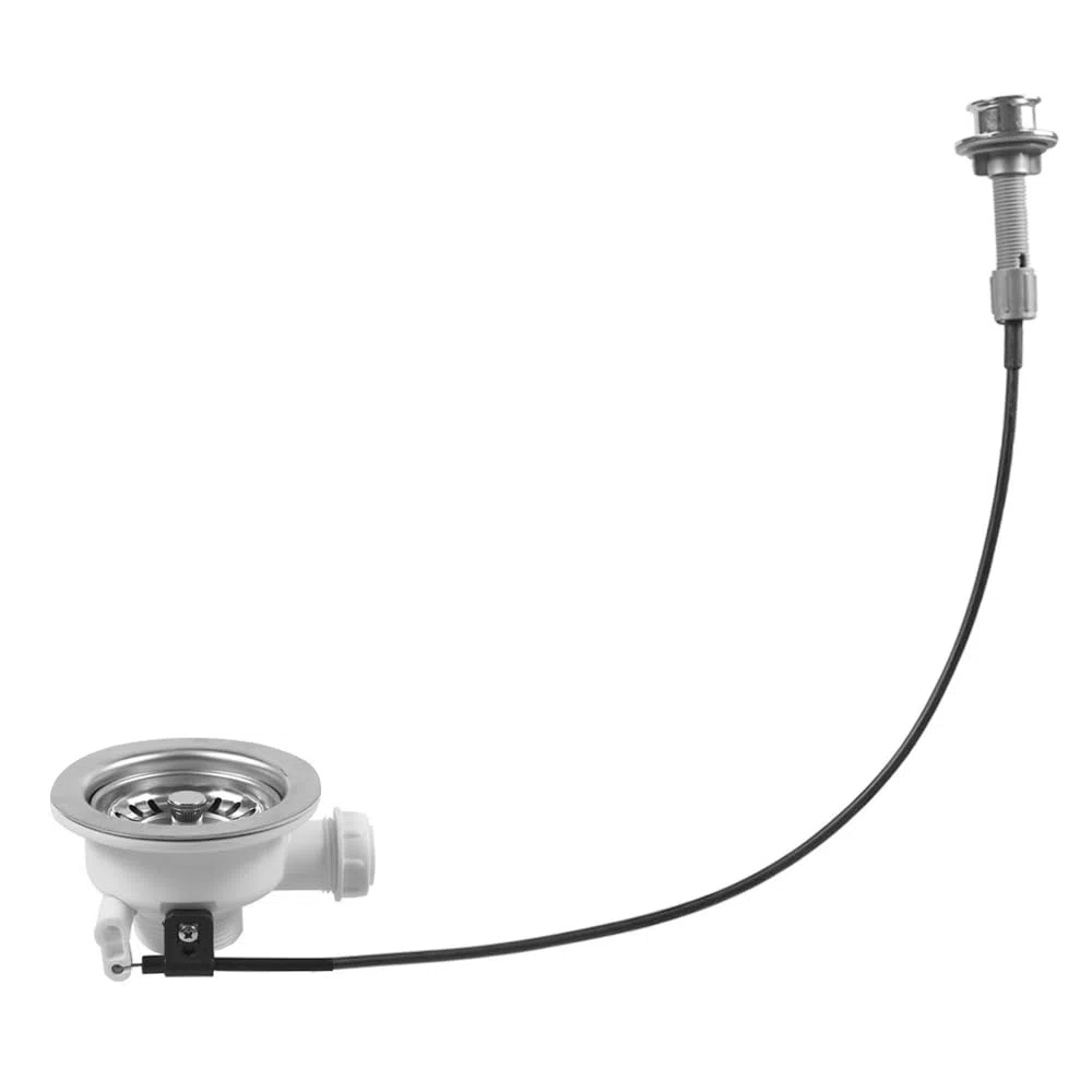 Sarini Siebkorb Exzenterventil mit Seil Drehexzenter Ablaufgarnitur Spüle G1-1/2 Durchmesser 114mm für Küchenspüle und Geschirrspüler Entwässerungslösungen