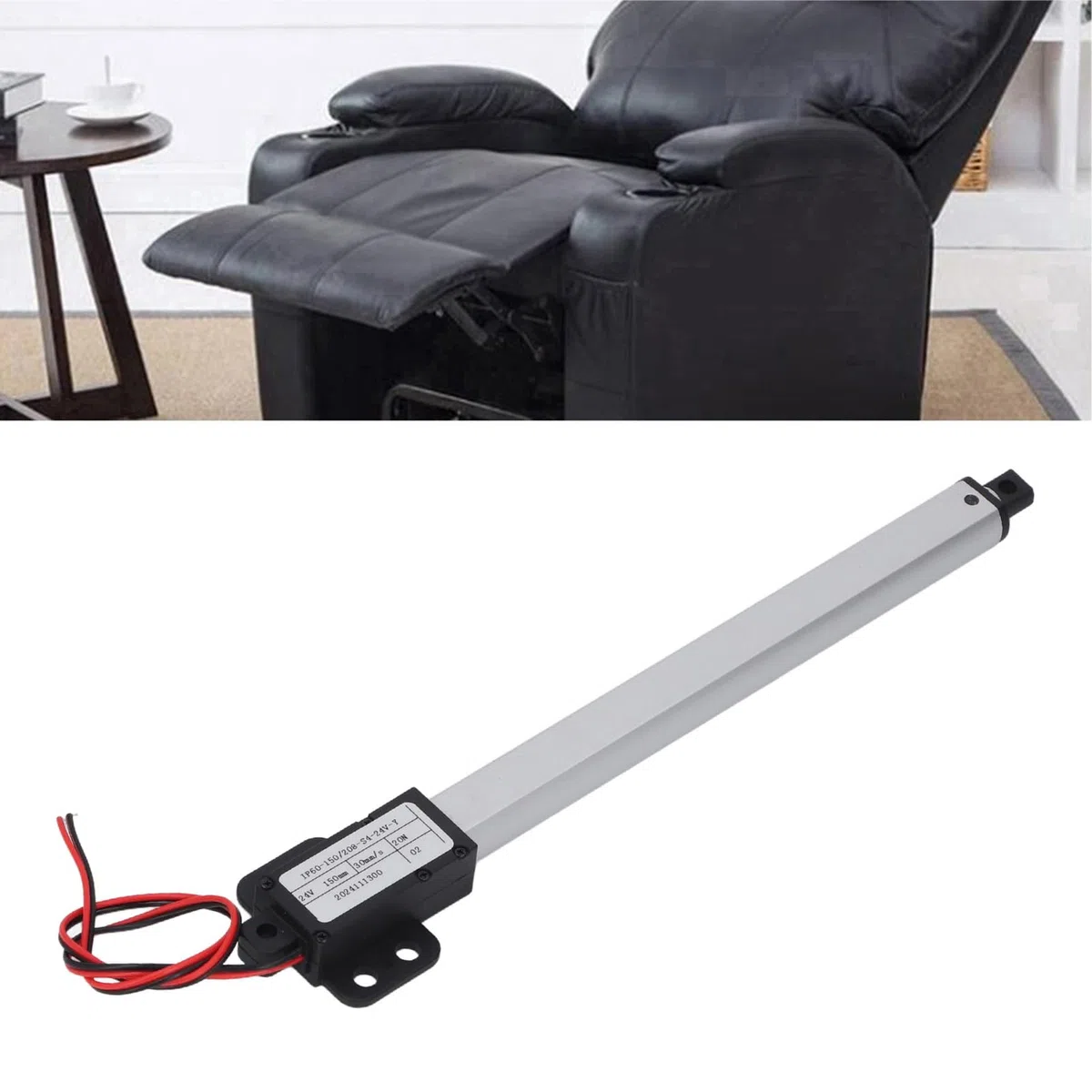 Jeffergarden Elektrischer Linearantrieb 24V Mit 150 Mm Hub, Robuste Aluminium-Schubstange Mit Automatischen Endschaltern Für Robotik, Heimautomation Und DIY Projekte