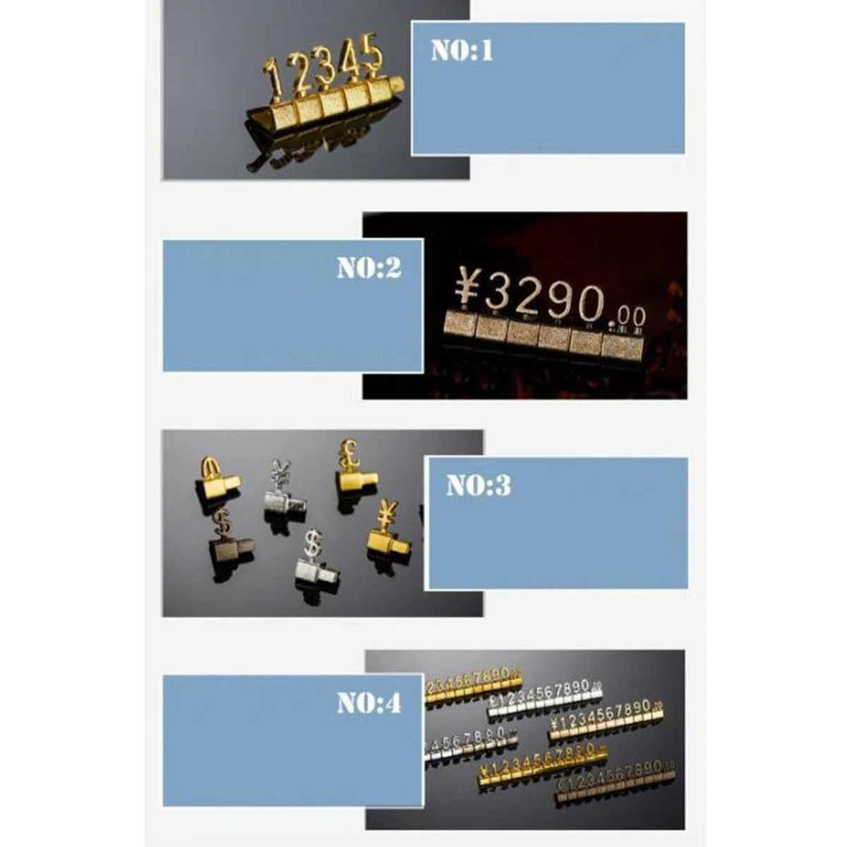 predolo Würfel, Preisschilder, Schmuckanhänger, Zahlen, Preisschild, einfach zu montierende Mini-Preismarker-Etiketten für Bäckereien, Einzelhandelsgeschäfte, Golden