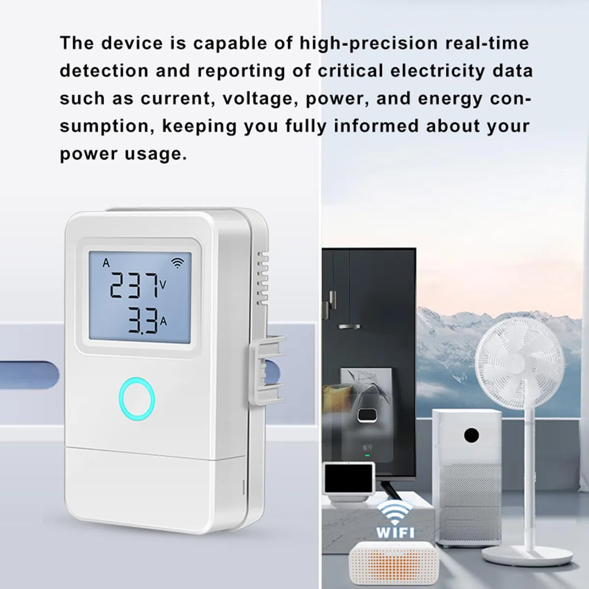 Intelligenter Stromzähler WLAN: 3 Phasig Energie Messgerät, Echtzeit Energieverbrauchsmessung mit LCD-Display, App-Steuerung, Energiekosten senken, für Haushalt, Gewerbe und Balkonkraftwerk