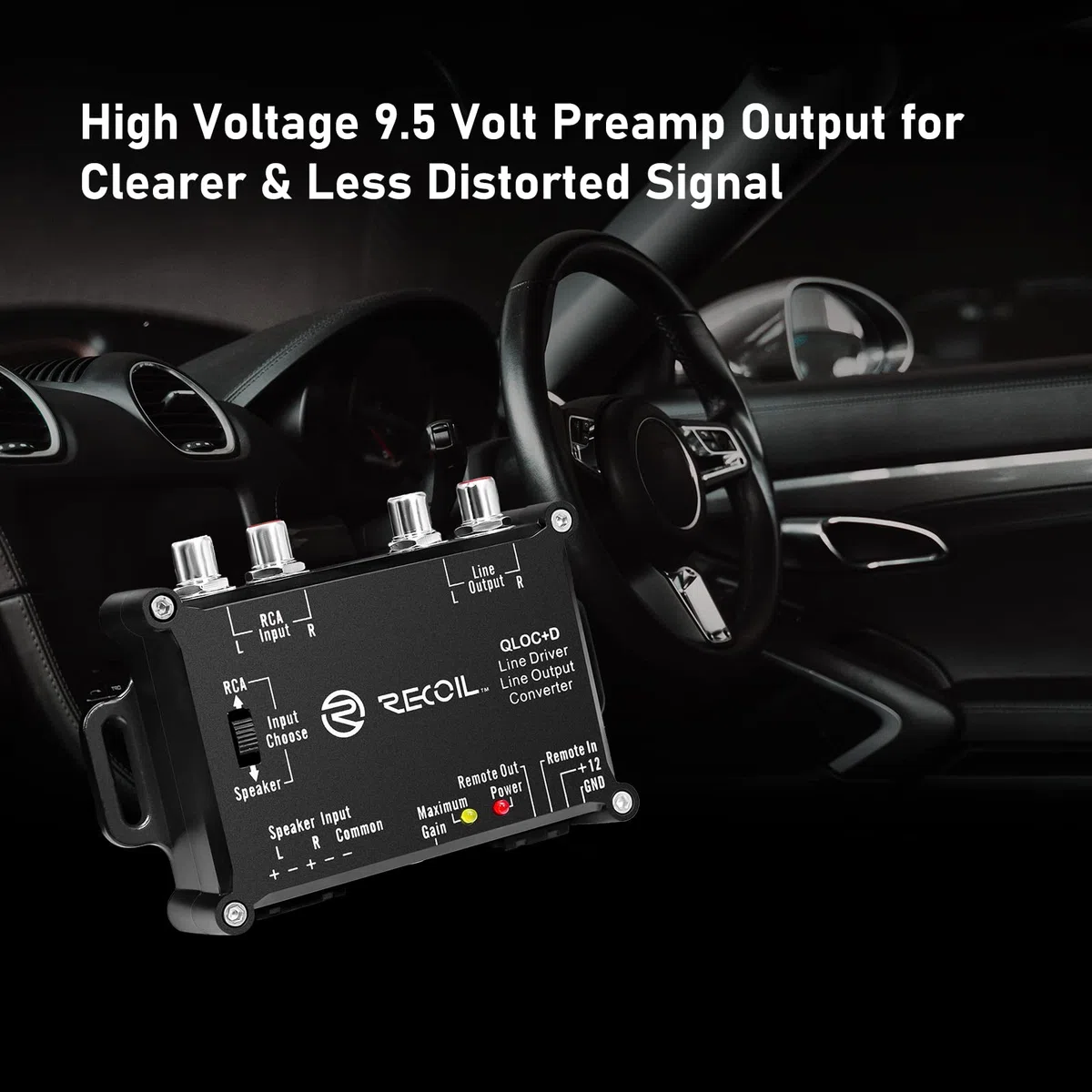 RECOIL LOCD 2-in-1 Aktiver Line-Out-Konverter & Line-Treiber | 2-Kanal, 10V Cinch-Ausgang, Auto Sense Remote, Hochpegel-Adapter für OEM-Nachrüstung