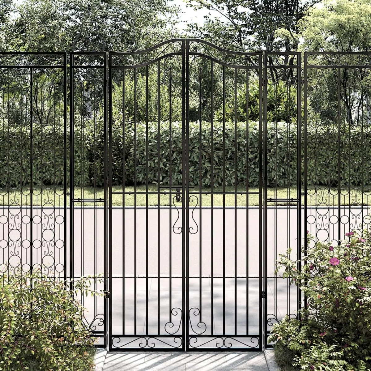 Homgoday Gartentor Schwarz 121x8x180 cm Schmiedeeisen Zauntor Model363433